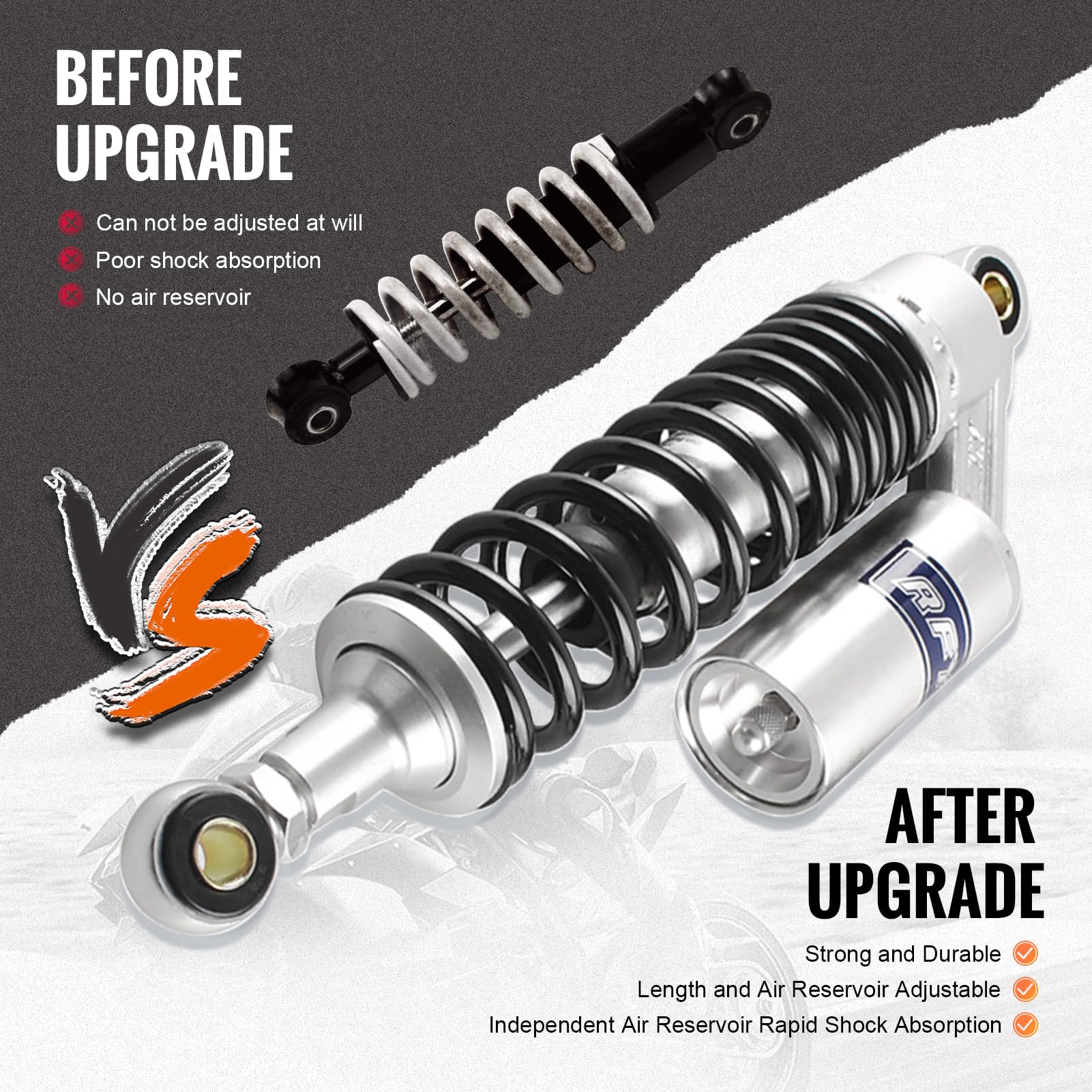 Gzyf 320Mm Universal Shock Absorbers Rear Suspension For Honda For Suzuki For Kawasaki For Yamaha Go Kart Atv Dirt Bikes,Silver