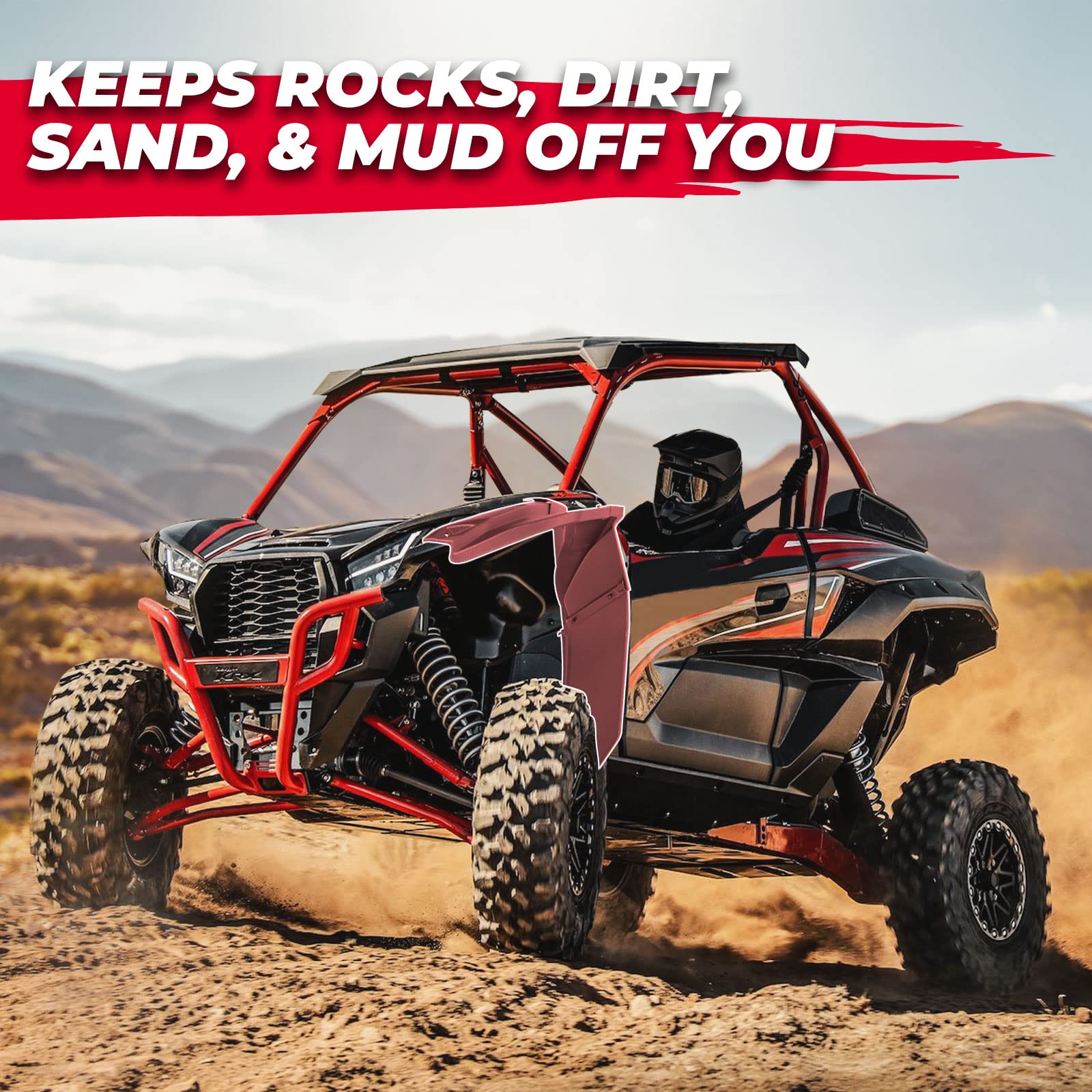 KEMIMOTO UTV Wide Fender Flare Compatible with Kawasaki Teryx KRX 1000 2025-2020 HDPE Heavy-Duty Extended Front Rear Fender Flar