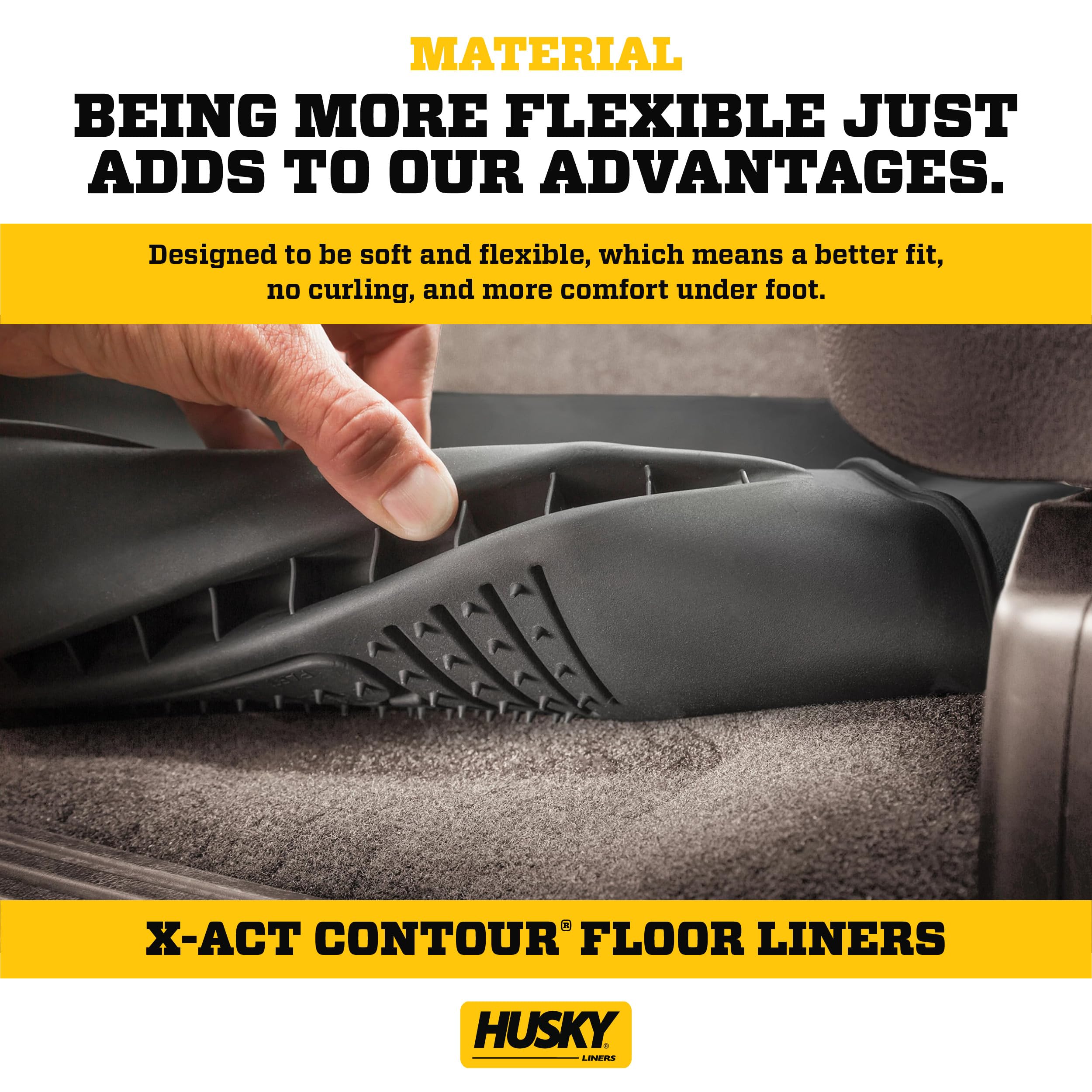 Husky Liners X-Act Contour Floor Mats | Fits 2009-2024 Dodge Ram 1500 (19-24 Classic Body Only) 2010-2024 Ram 2500/3500 Crew/Mega Cab | Center Hump, 1-Pc Black - 53541