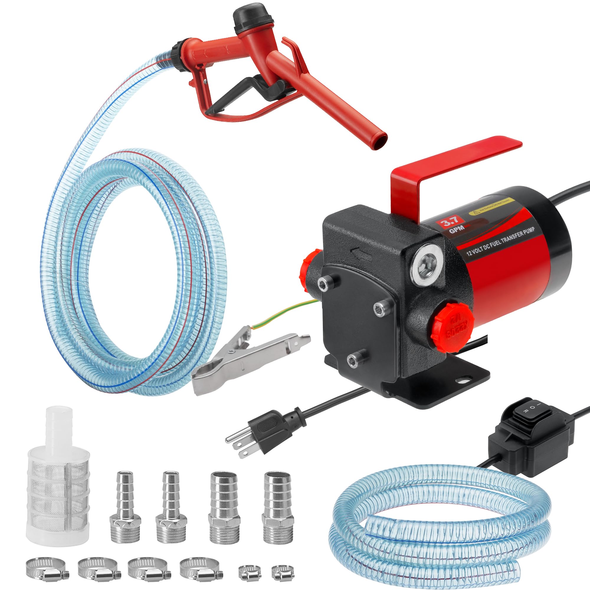 110V Ac Gasoline Fuel Pump Kit, Self-Priming Fuel Transfer Pump, Reversible Pumping, Overheat Protection, Explosion-Proof, Suita