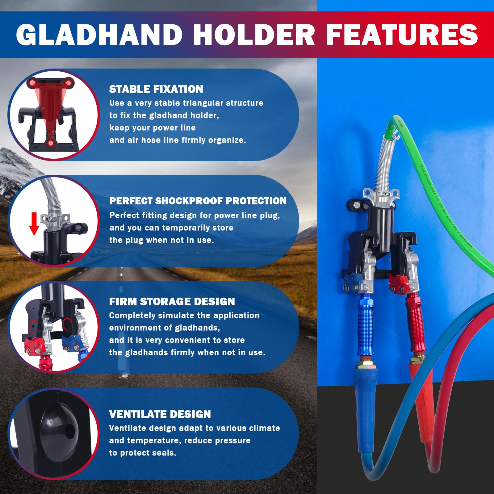 Cheemuii 12 Ft Semi Truck Air Lines Kit With 2Pcs 16'' Single Tender Spring Kit Gladhands With Gladhand Holder And Handles 3In1