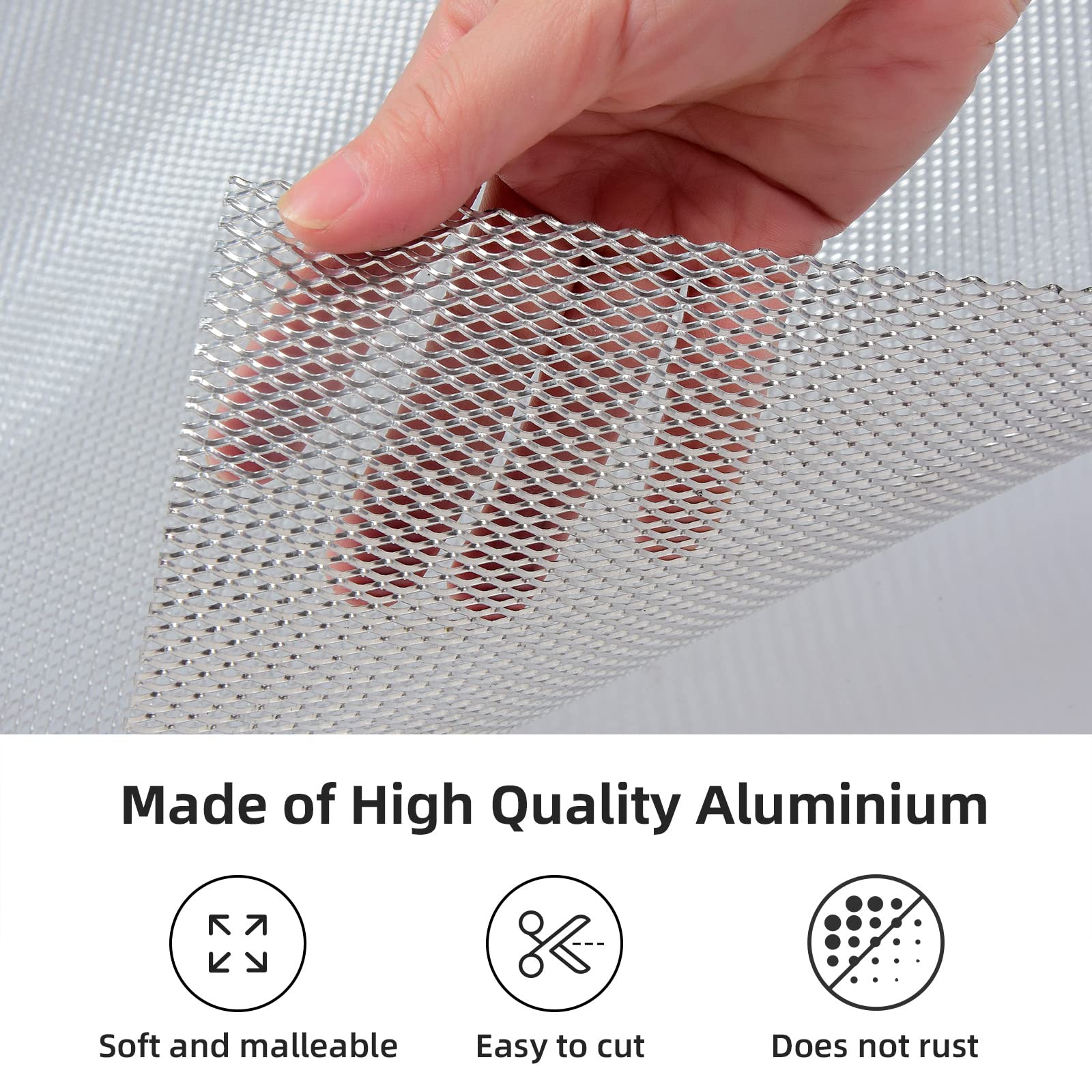 Aggauto Universal 170 ''X40 '' Car Grill Mesh - Aluminum Alloy Automotive Grille Insert Bumper Rhombic Hole 3X6Mm, One Of The Mo