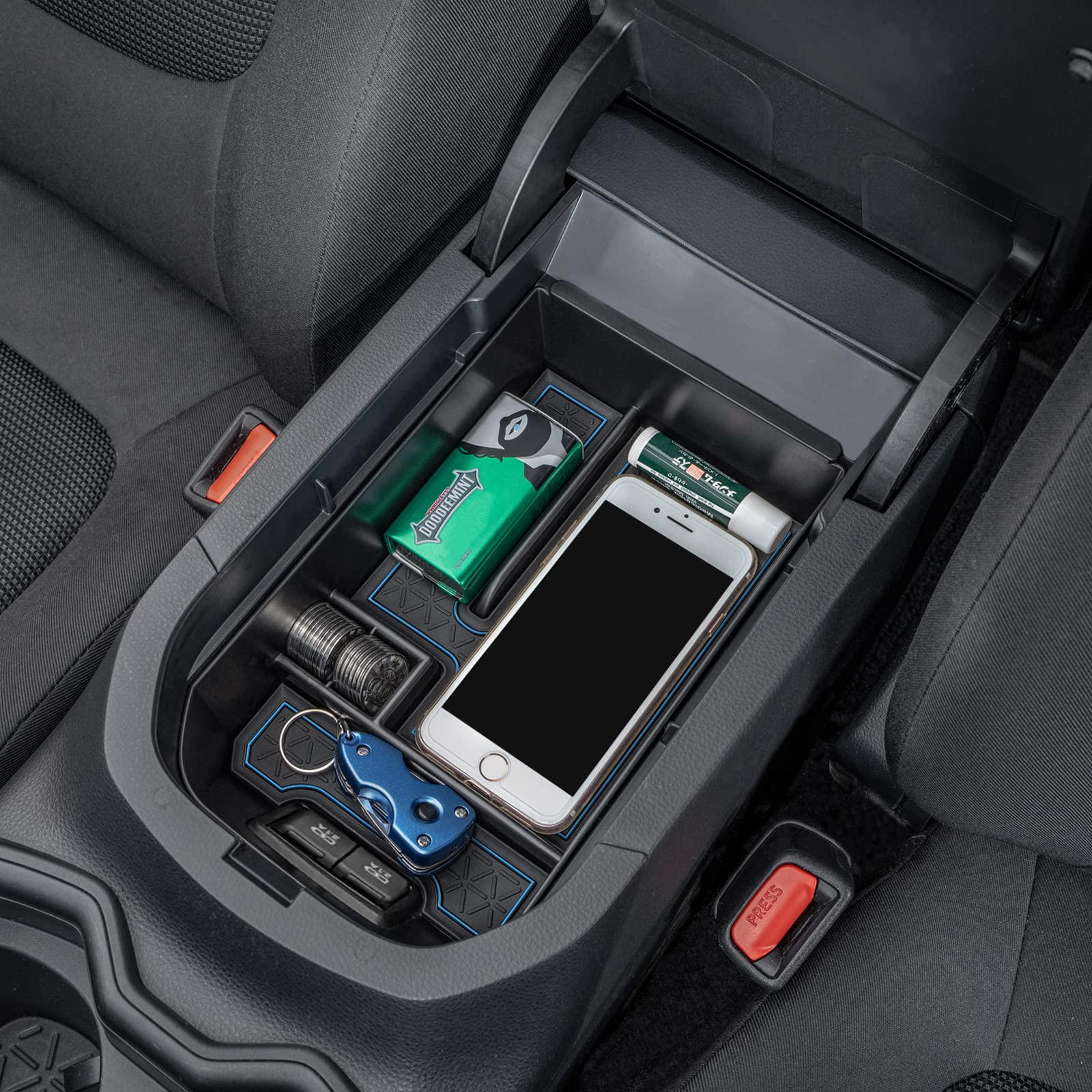 Topinstall Blue Center Console Tray Compatible With 2019-2023 2024 Toyota Rav4 Accessories, Armrest Box Organizer Insert Abs Plastic Storage Box