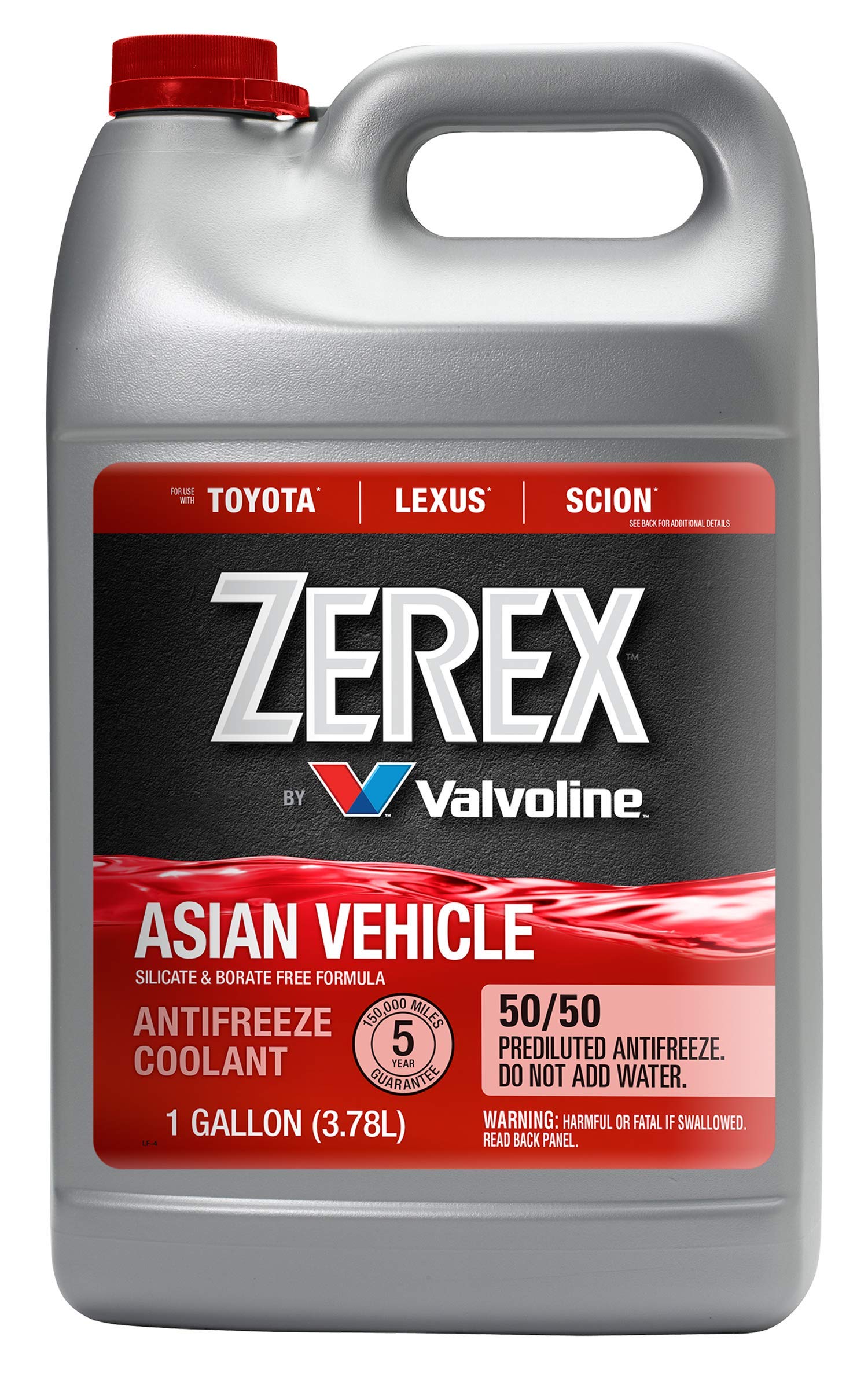 Zerex Asian Vehicle Red Silicate And Borate Free 50/50 Prediluted Ready-To-Use Antifreeze/Coolant 1 Ga, Case Of 6