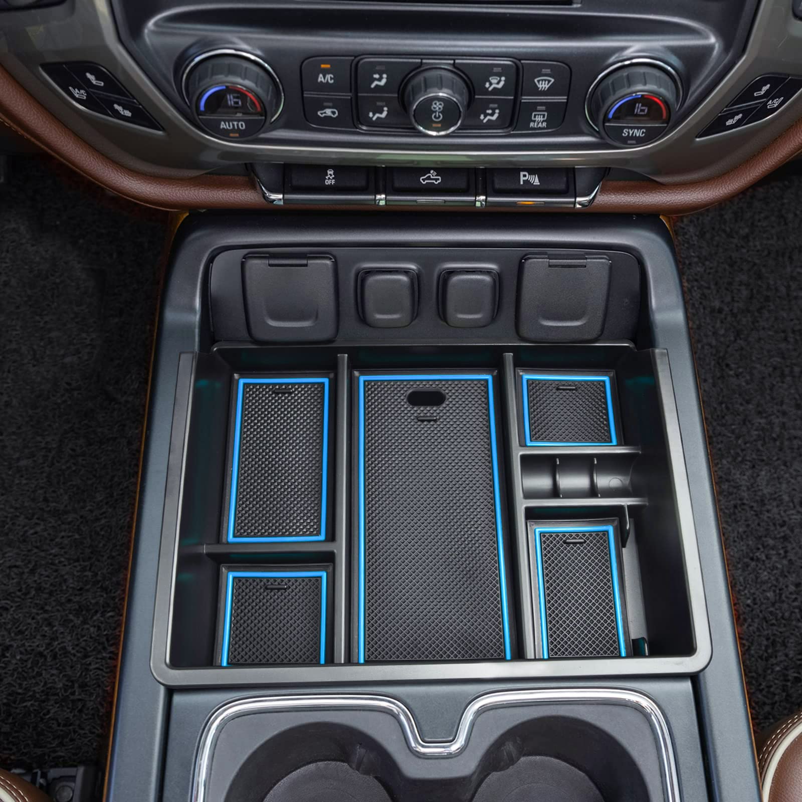 Center Console Organizer Tray Compatible With Chevy Silverado/Gmc Sierra 1500/2500/3500Hd 2014-2018,15-19 Silverado/Sierra 2500H