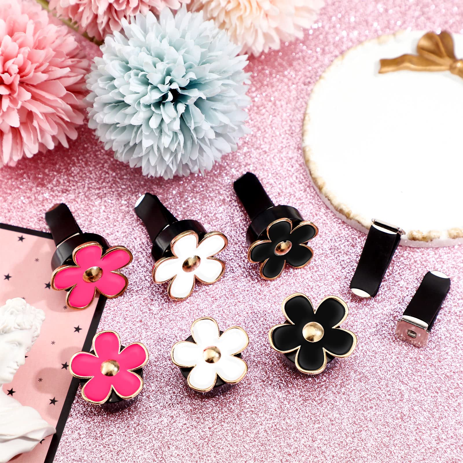 Frienda 6 Pcs Daisy Flower Air Vent Clip Accessories Air Conditioning Outlet Clip Car Air Freshener Dashboard Accessories Charm