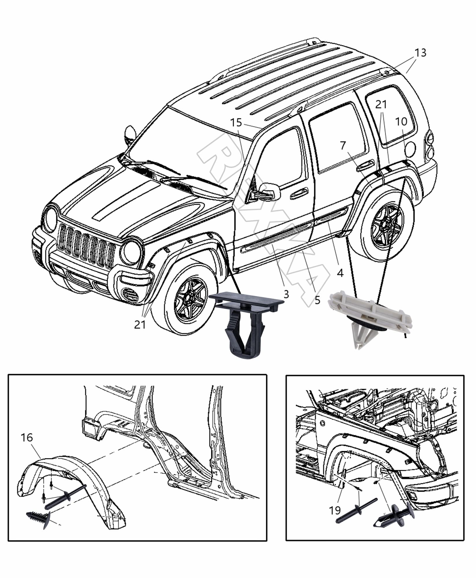 Rexka 55Pcs Wheel Fender Flare Clips Hardware Kit For Jeep Liberty 2006-2012 55157055Aa 6503598 6506007Aa 55156429Aa