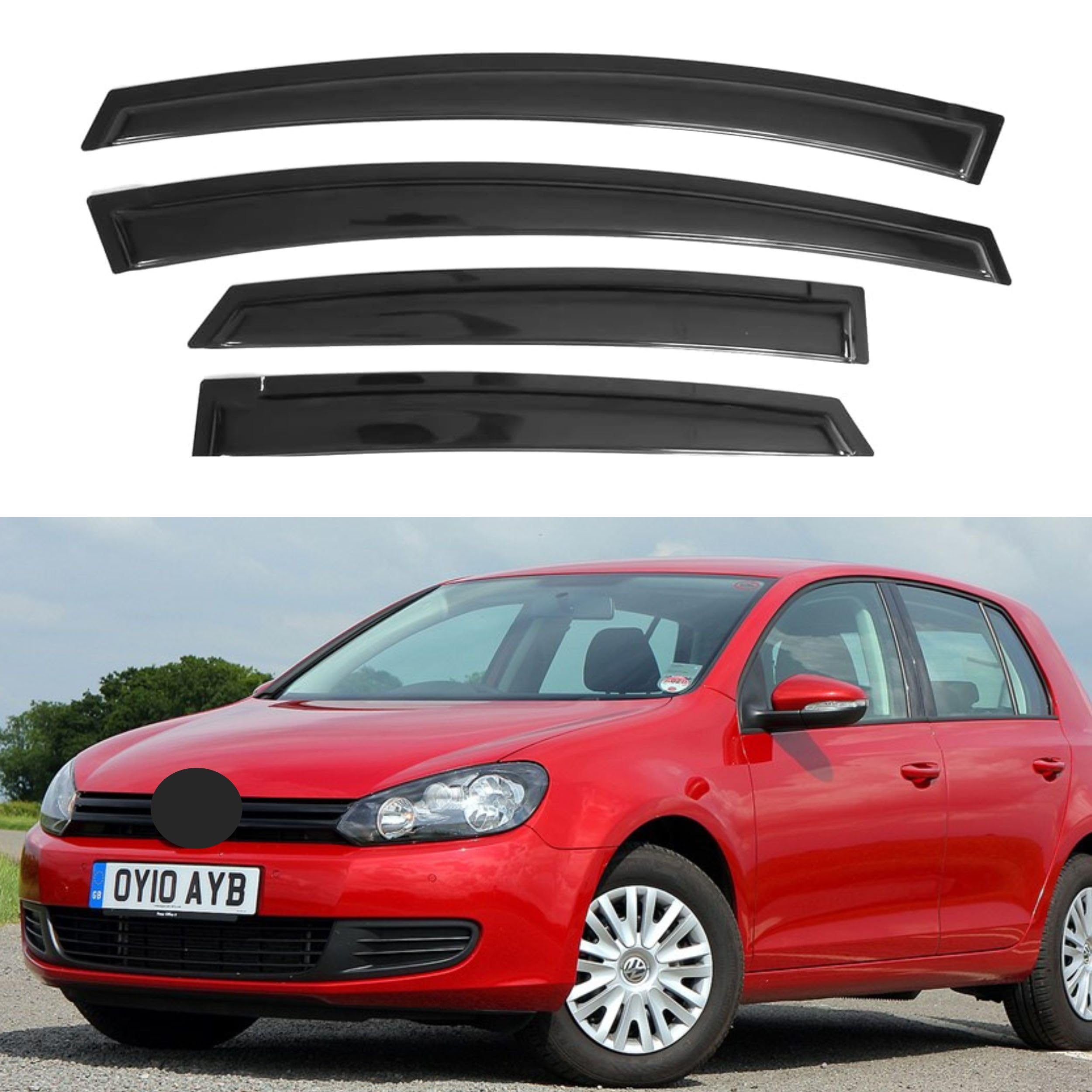 Ig Window Visor For Volkswagen (Vw) Golf Mk5 Hatchback 2004-2009, Rain Guard Tape-On Sun Wind Side Vent Window Deflector Mugen S