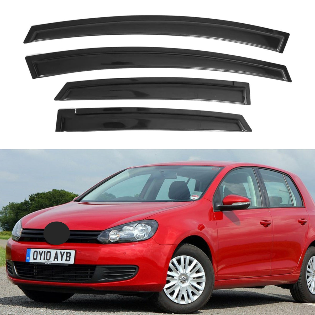 Ig Window Visor For Volkswagen (Vw) Golf Mk5 Hatchback 2004-2009, Rain Guard Tape-On Sun Wind Side Vent Window Deflector Mugen S