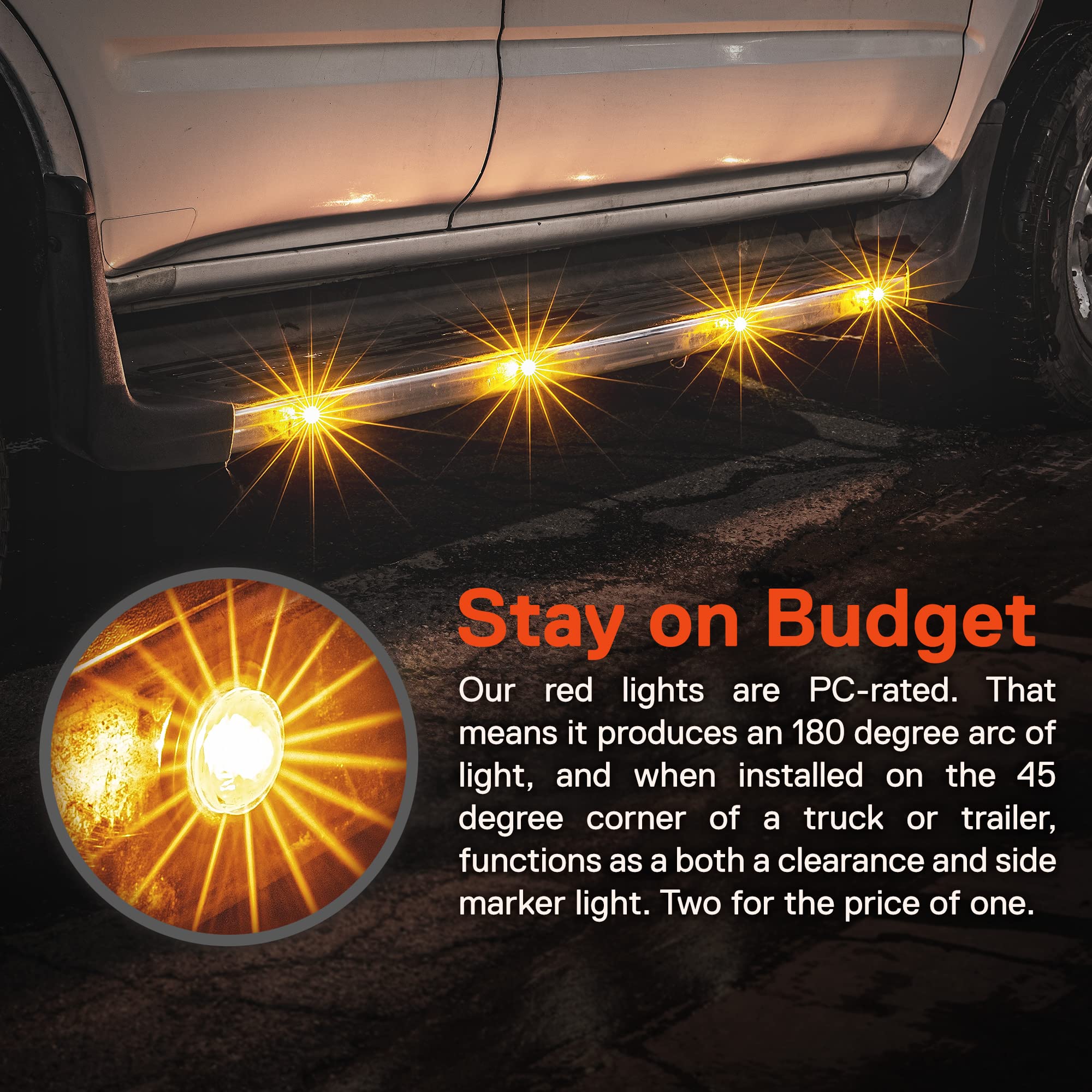 TRUE MODS 12pc 3/4' Inch Round Amber + Red Trailer 12V LED Marker Light [DOT FMVSS 108] [SAE P2PC] [Semi-Spherical Output] [IP67 Waterproof] [Bullet Style] Small Clearance Markers for Trailer Truck RV