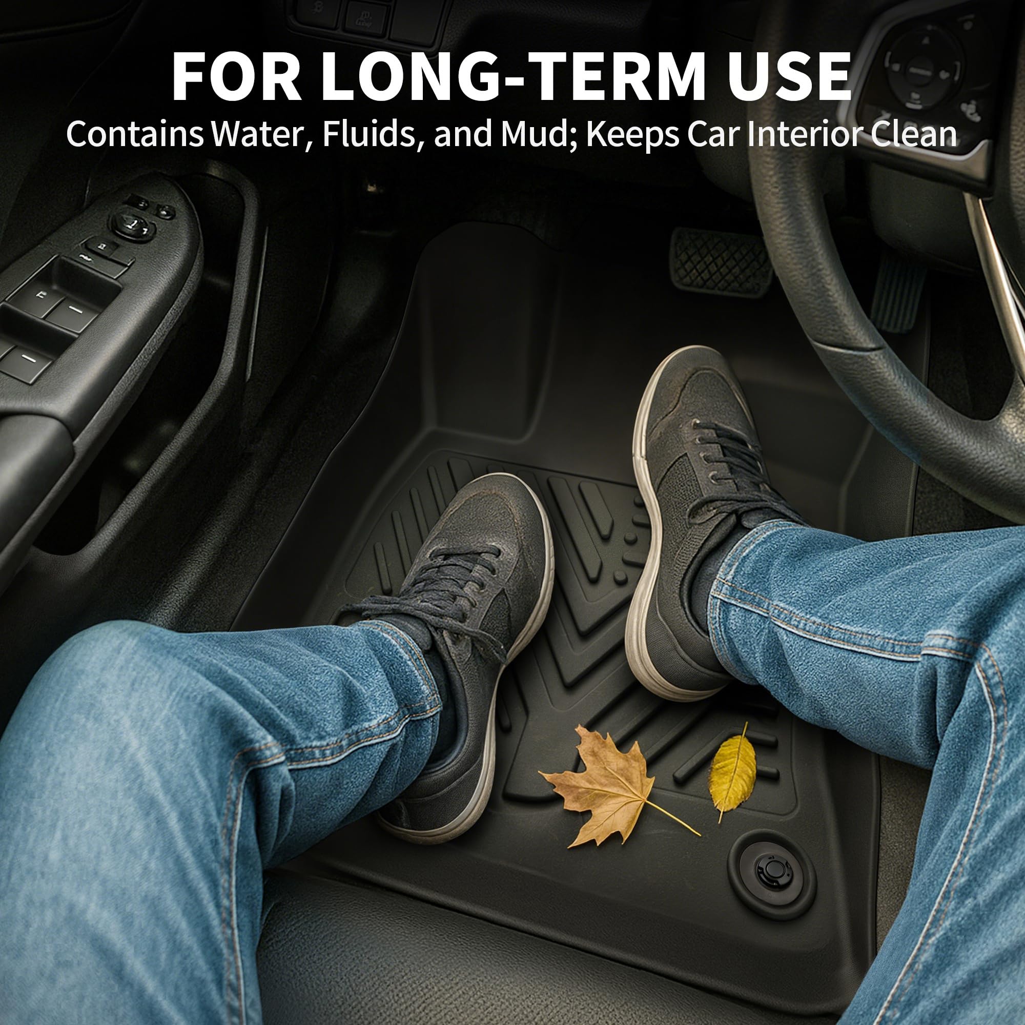 YITAMOTOR Floor Mats Fit for 2025 RAM 1500 Crew Cab w/o Rear Under-Seat Storage Bucket Seat, All Weather TPE Custom Fit Waterpro