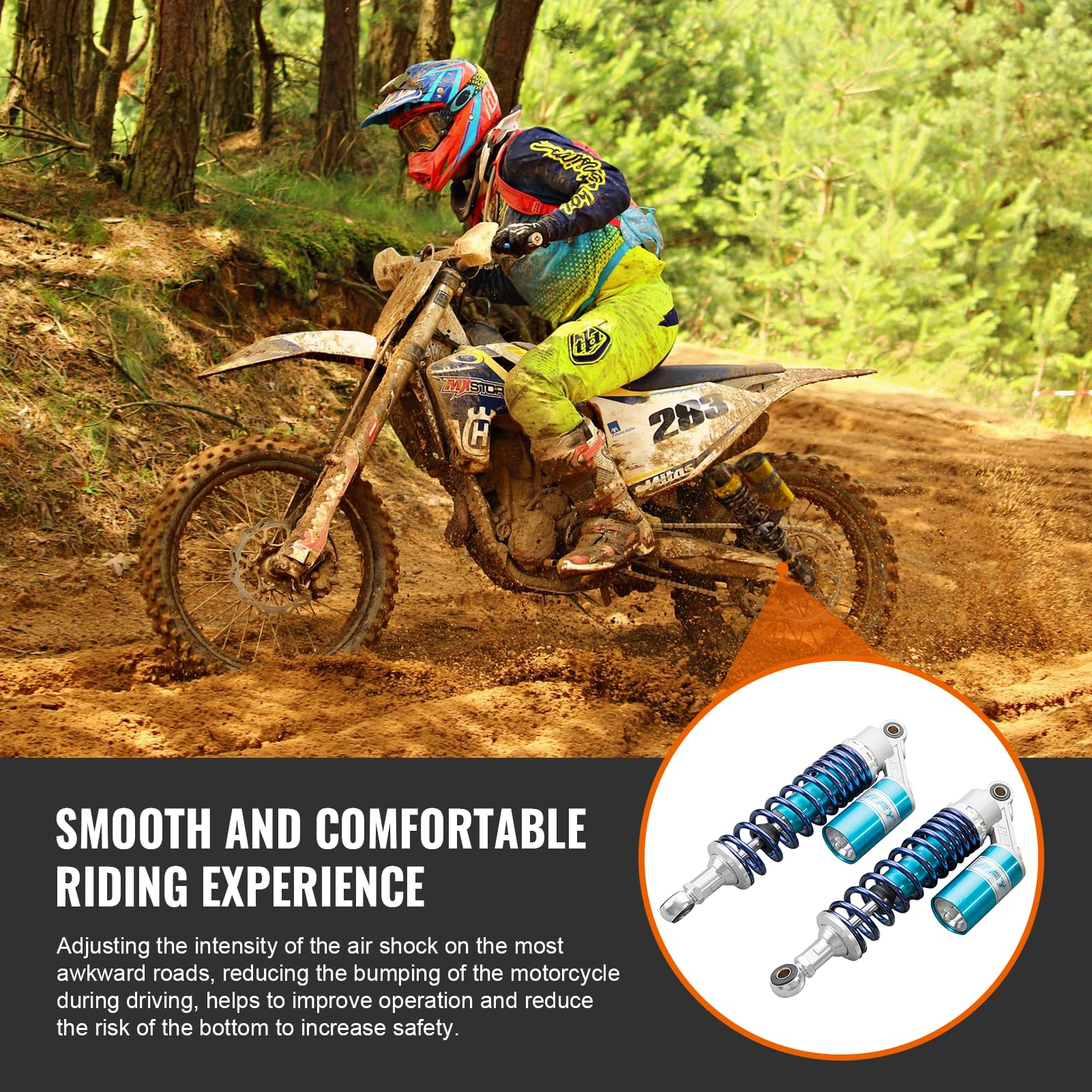 Newsmarts 2pcs Adjustable 12.5'' 320mm Motorcycle Air Shock Absorbers Universal Fit for HONDA for Suzuki for Yamaha for Kawasaki