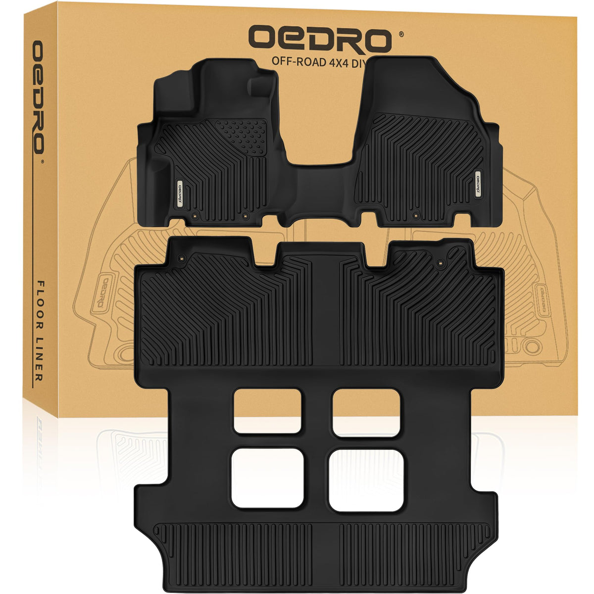 Oedro Floor Mats Fit For 2011-2017 Honda Odyssey, 3 Row Liners Set Black, All-Weather Includes Car Floor Liners 1St And 2Nd 3Rd