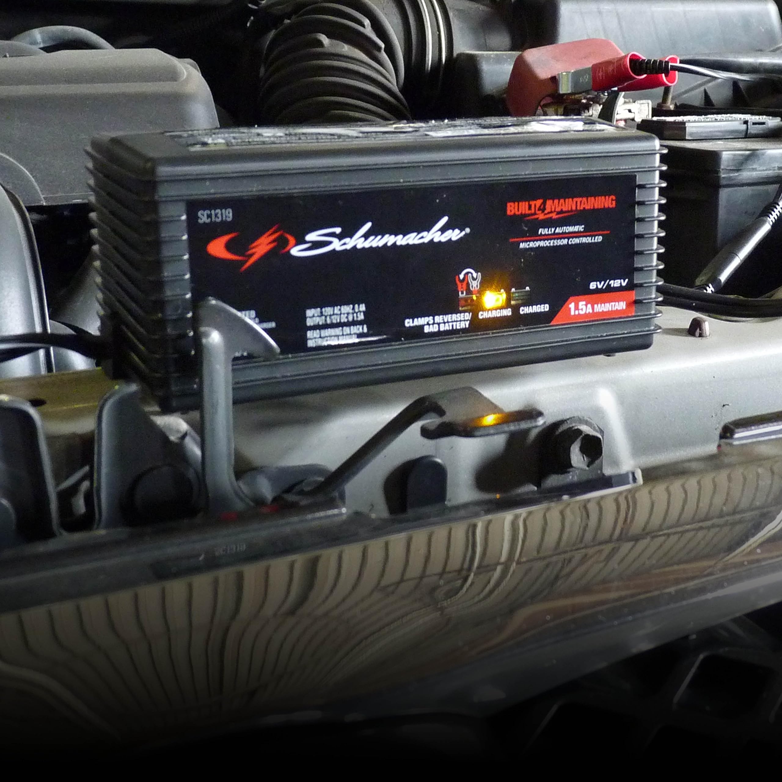 Schumacher Electric Battery Charger and Maintainer, 3-in-1, SC1319 - Fully Automatic, 1.5 Amp, 6 Volt and 12 Volt for Car, Power Sport and Marine Batteries
