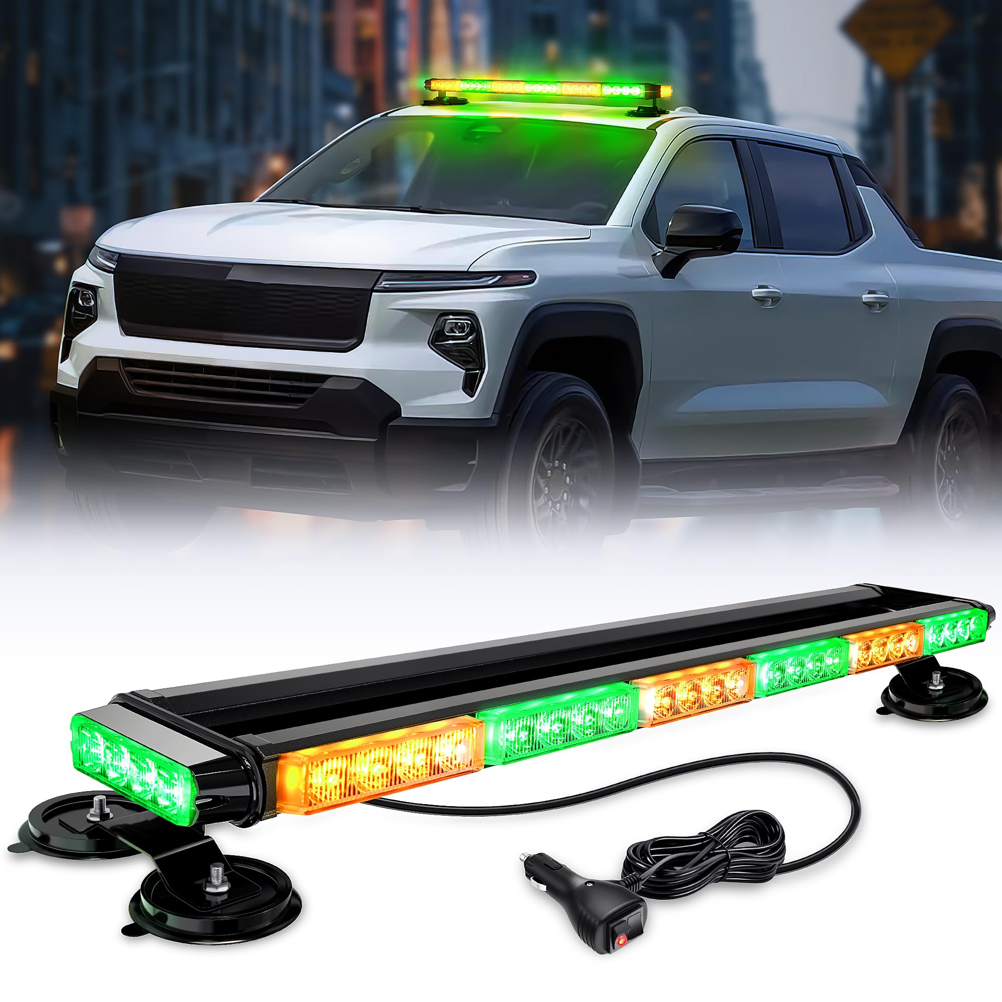 Nilight 29.5'' Roof Top Strobe Lights 56Led Hazard Light Emergency Safety Warning Led Flashing Light Bar Magnetic Mount 12V 24V