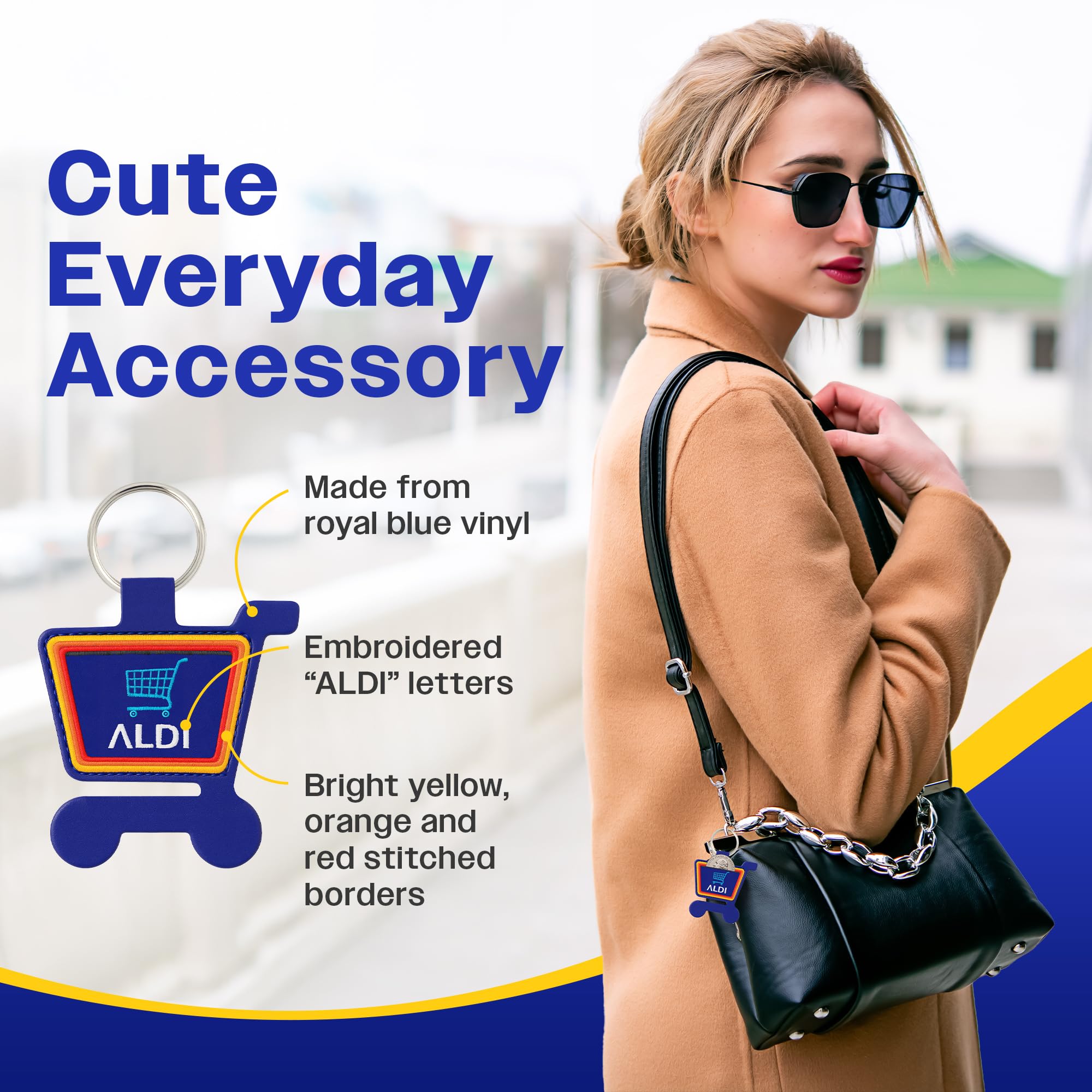 Maria Child Aldi Quarter Keychain Holder - Key Ring Aldi Quarter Holder Keychain for Shopping Cart - Coin Keeper - Fits Aldi, La