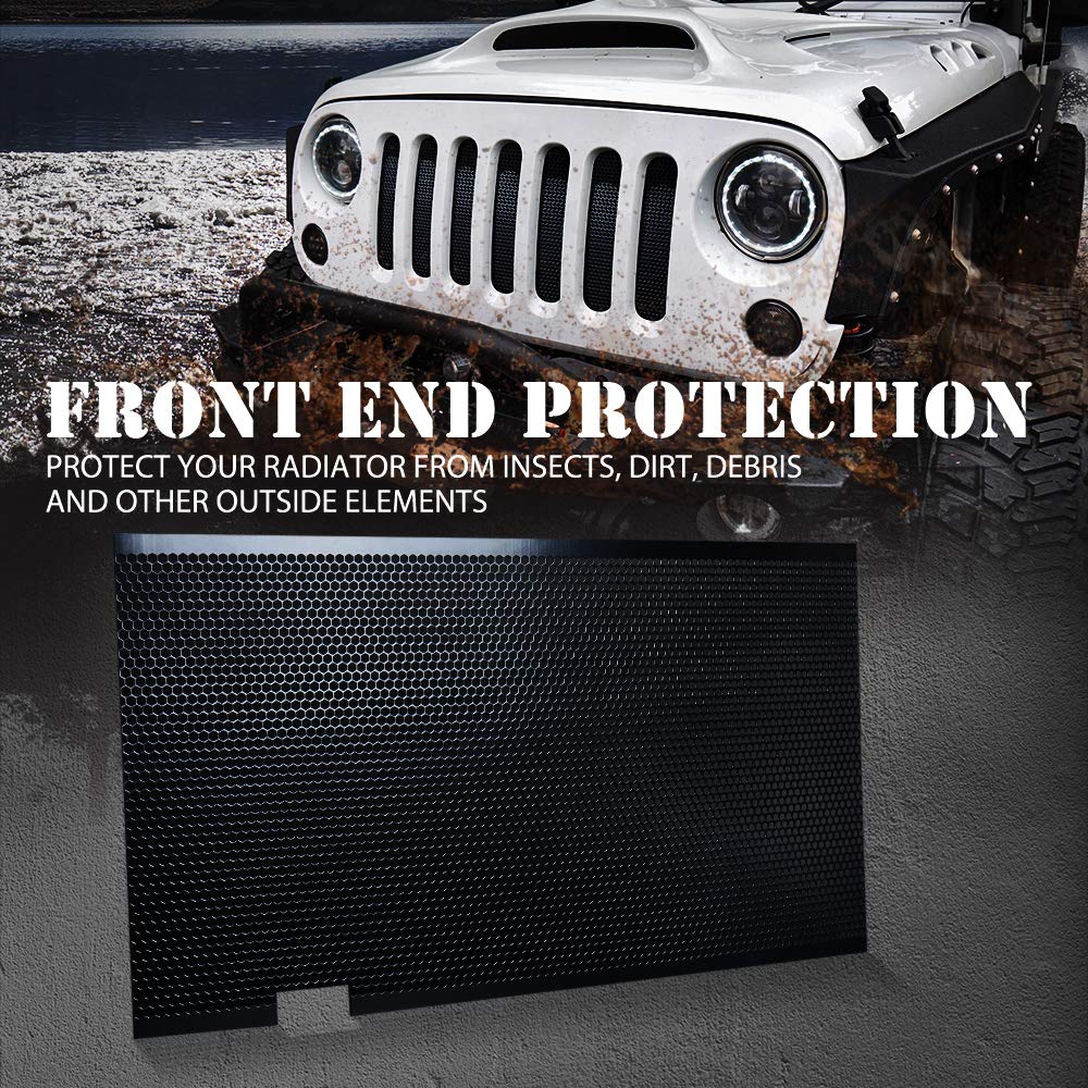 Xprite Black Aluminum Alloy Mesh Insert Compatible With Jeep Wrangler Jk Jku 2007-2018 Original Front Hood Matte Grill Grille Grid