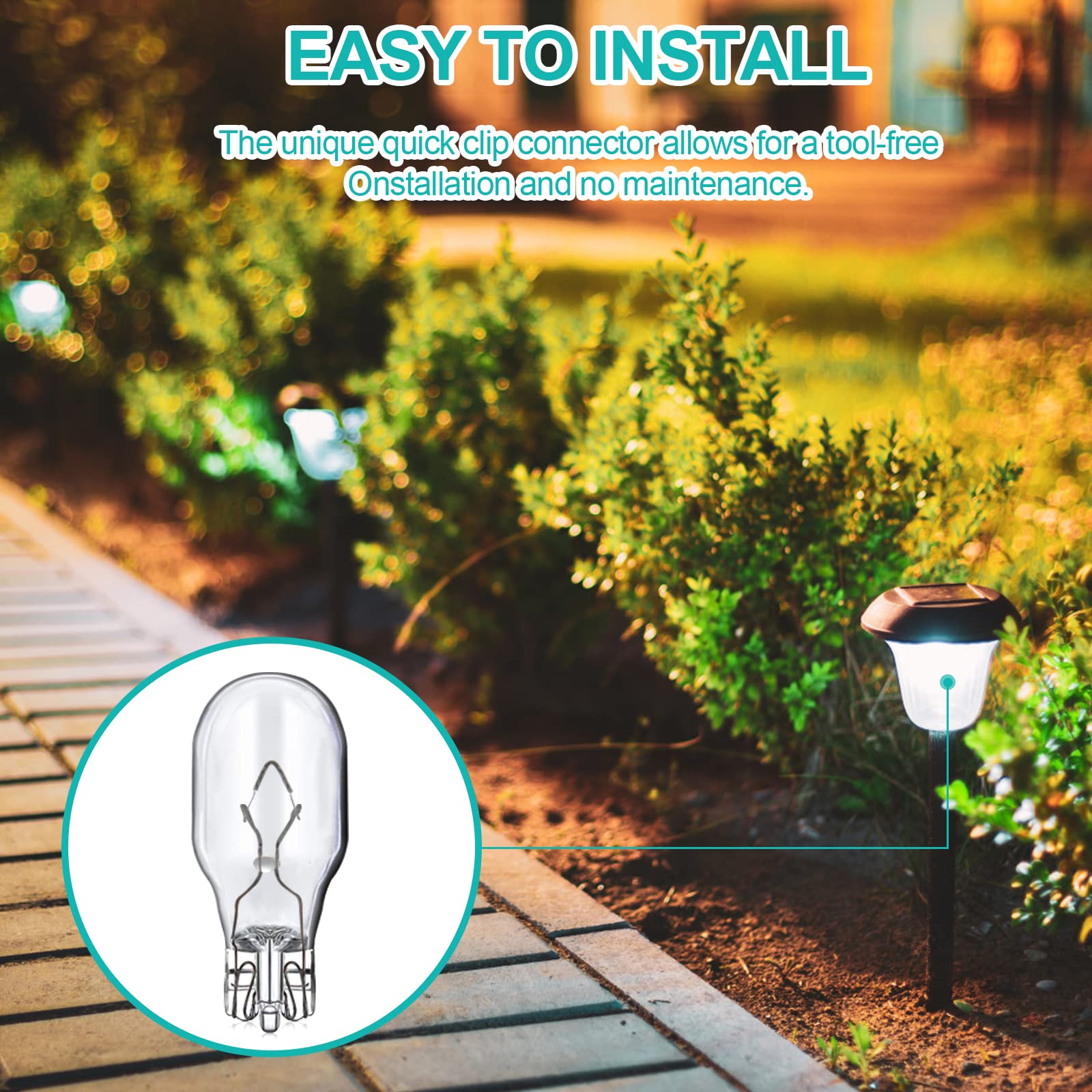 Kscjdg 4W 12V T5 Light Bulb Replacement Landscape Light Bulbs -Malibu Lights Bulbs-Wedge Base Lights Bulb-Low Voltage Landscapin