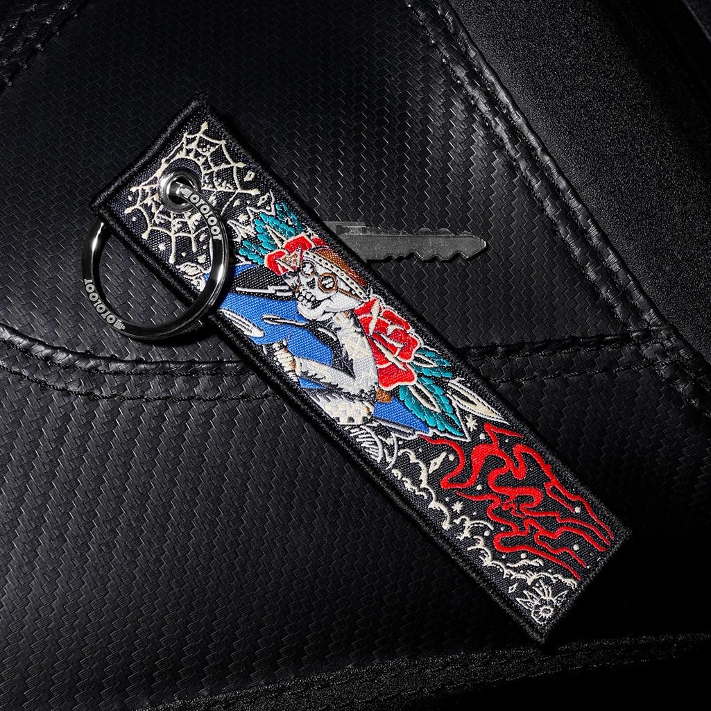 Motoloot Keychain For Motorcycles, Scooters, Cars And Gifts (Skull Cap Rider)
