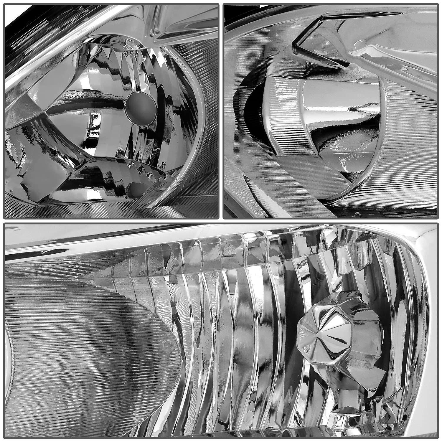 Dna Motoring Pair Headlight Assembly Compatible With 03-07 Honda Accord, Chrome Housing Amber Corner,Hl-Oh-Ha03-Ch-Ab