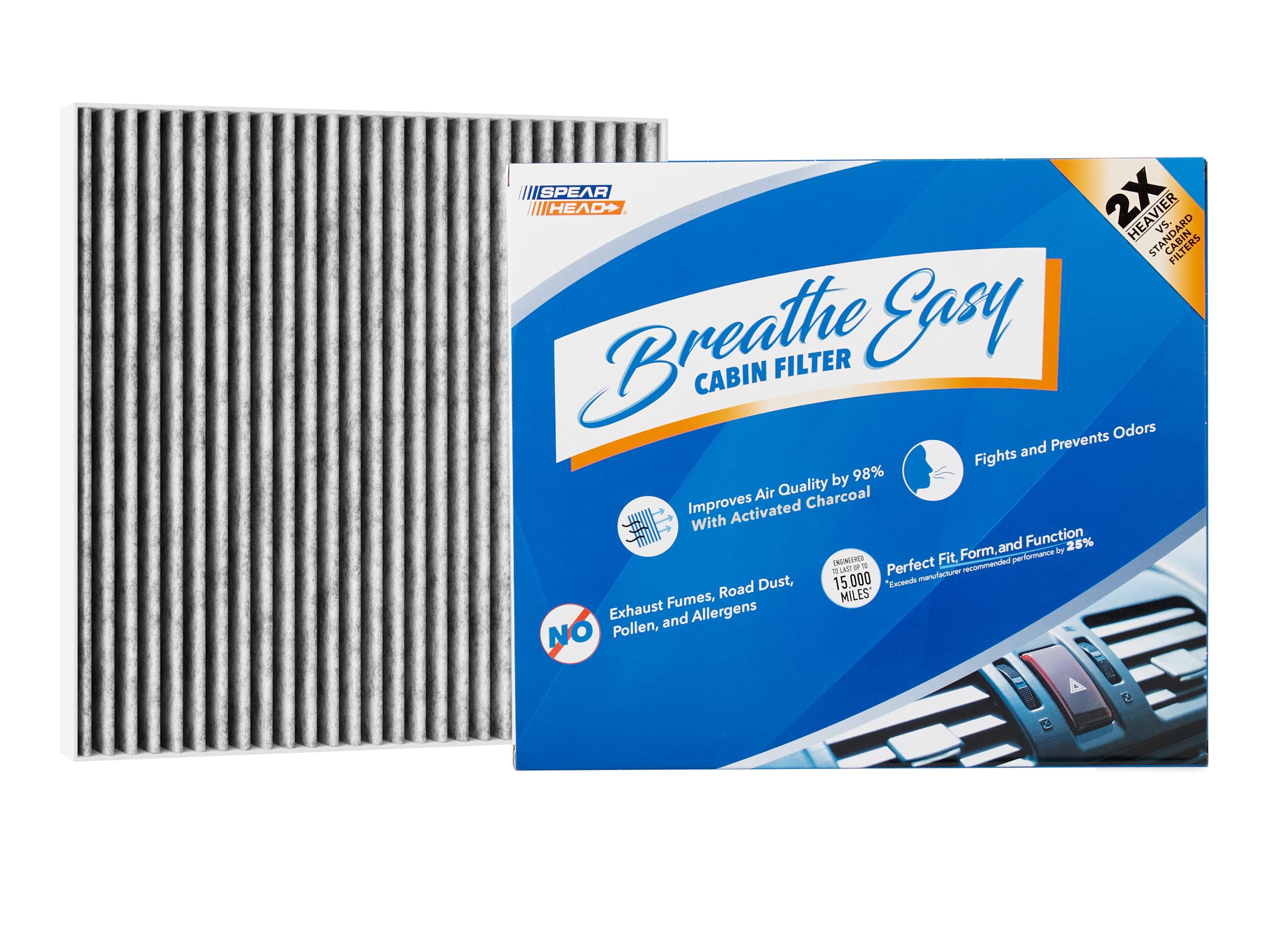 Spearhead Odor Defense Breathe Easy Ac & Heater Cabin Filter | Fits 2017-24 Pacifica, 2020-24 Voyager Like Oem | Up To 25% Longe