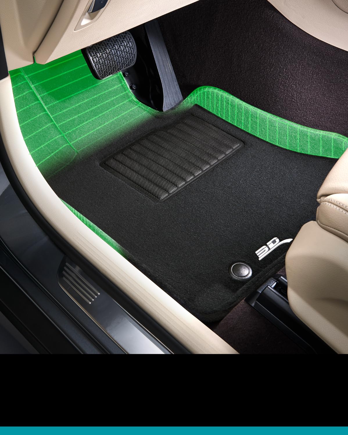 3D Maxpider Custom Fit Elegant Floor Mat (Black) Compatible With Tesla Model Y 2020 - Full Set