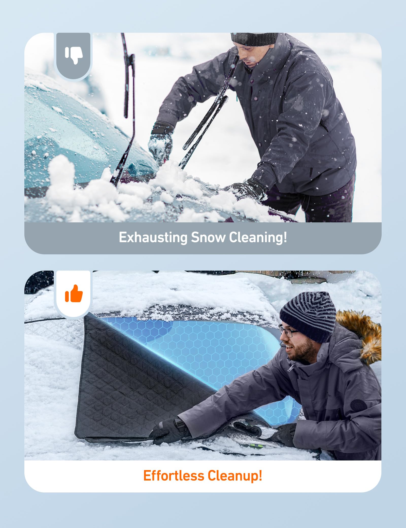 Astroai Windshield Snow Cover, Windshield Cover For Ice And Snow 4-Layer Protection For Snow, Ice, Uv, Frost Wiper & Mirror Cove