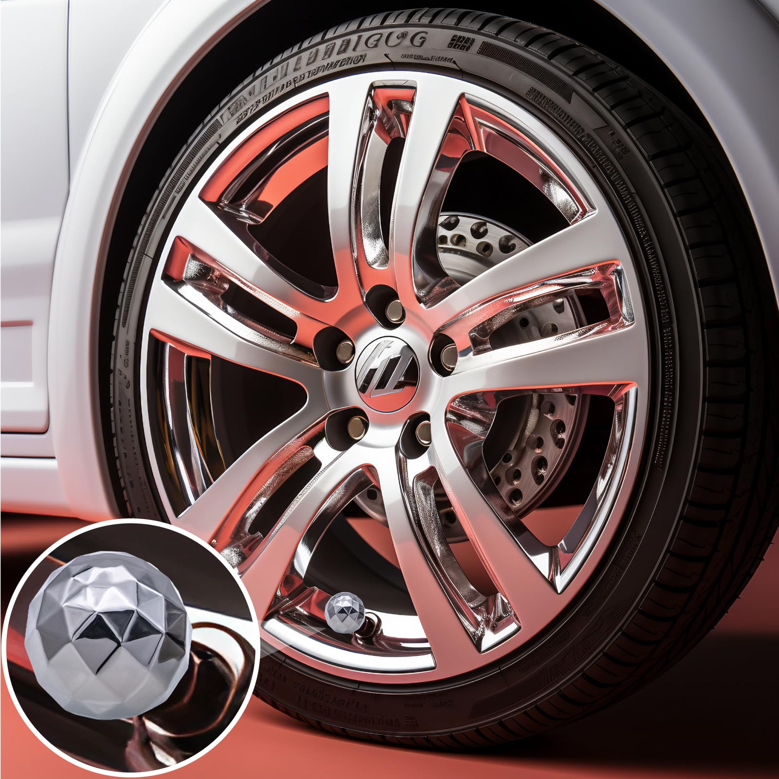 Meajoo 4Pcs Bling Ball Style Tire Valve Stem Caps, Air Caps Cover, With Rubber O-Ring, Palstic Air Leakproof Valve Caps Cover Fi