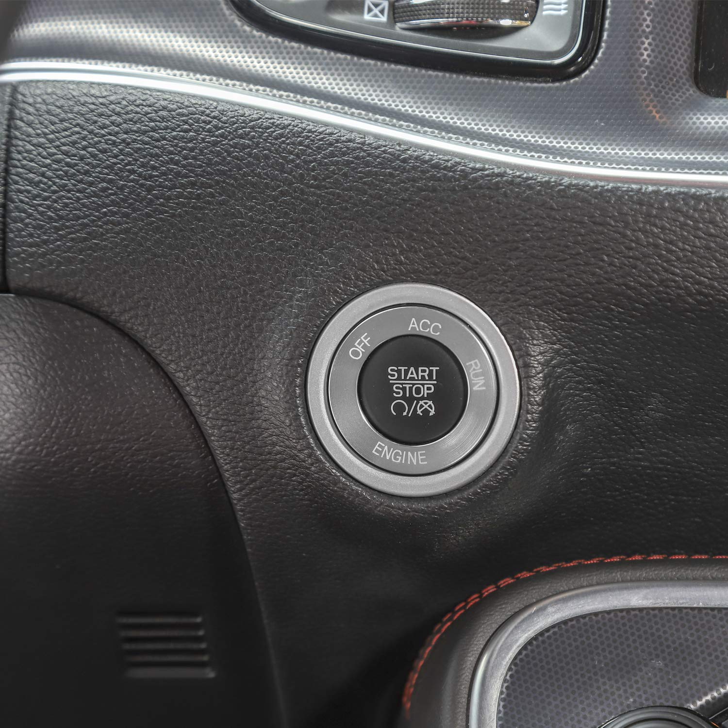 Keptrim For Challenger Charger Engine Start Stop Trim For 2010-2021 Dodge Challenger Charger, Silver Aluminum Alloy 1Pc