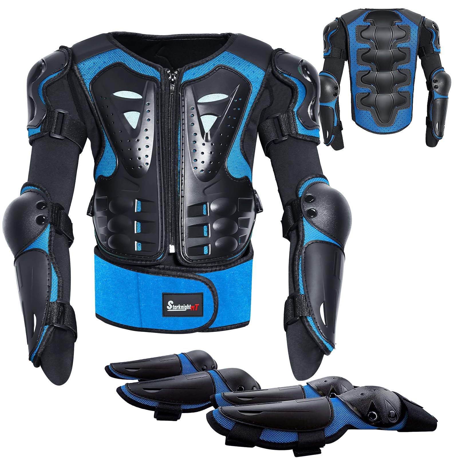 Starknightmt Kids Motorcycle Armor Suit Dirt Bike Gear Riding Protective Chest Spine Back Protector Shoulder Arm Elbow Knee Protector Pads For Cycling Skateboard,Skiing,Skating,Off-Road