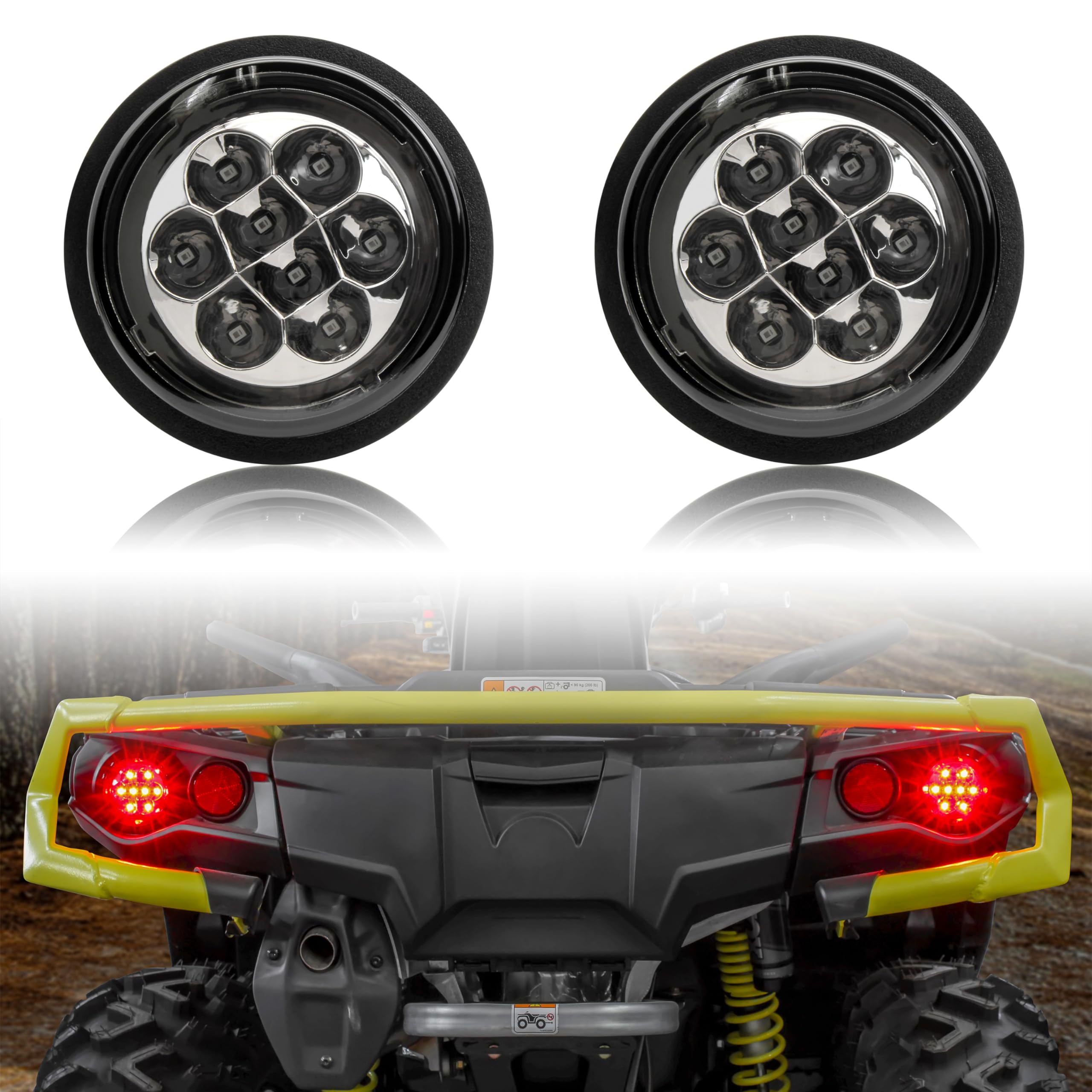 SAUTVS LED Taillights Assembly for Can Am Outlander, Smoked Black Rear Brake Stop Lights Tail Lamps Fit for Can-Am Outlander/Com