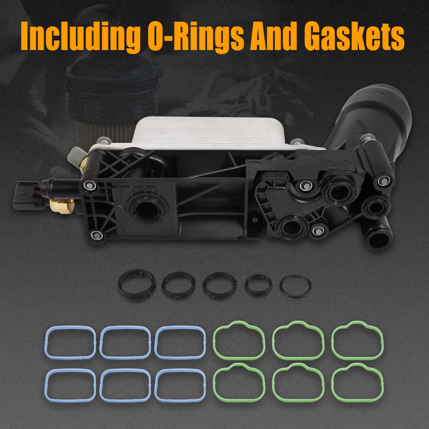 Engine Oil Cooler With Oil Filter Housing Adapter Assembly Compatible With 2011 2012 2013 Chrysler 200 300, Dodge Charger Journe