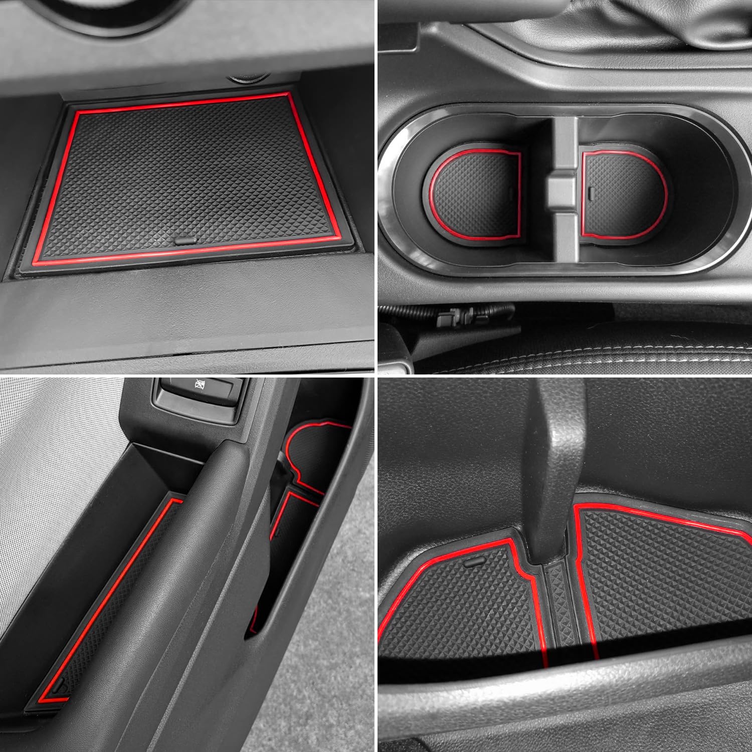 Mochent Cup Holder Insert For Subaru Crosstrek 2023 2022 2021 2020 2019 2018 And For Subaru Impreza 2017-2023 Center Console Mat Non-Slip Door Pocket Liners Interior Accessories(Red)