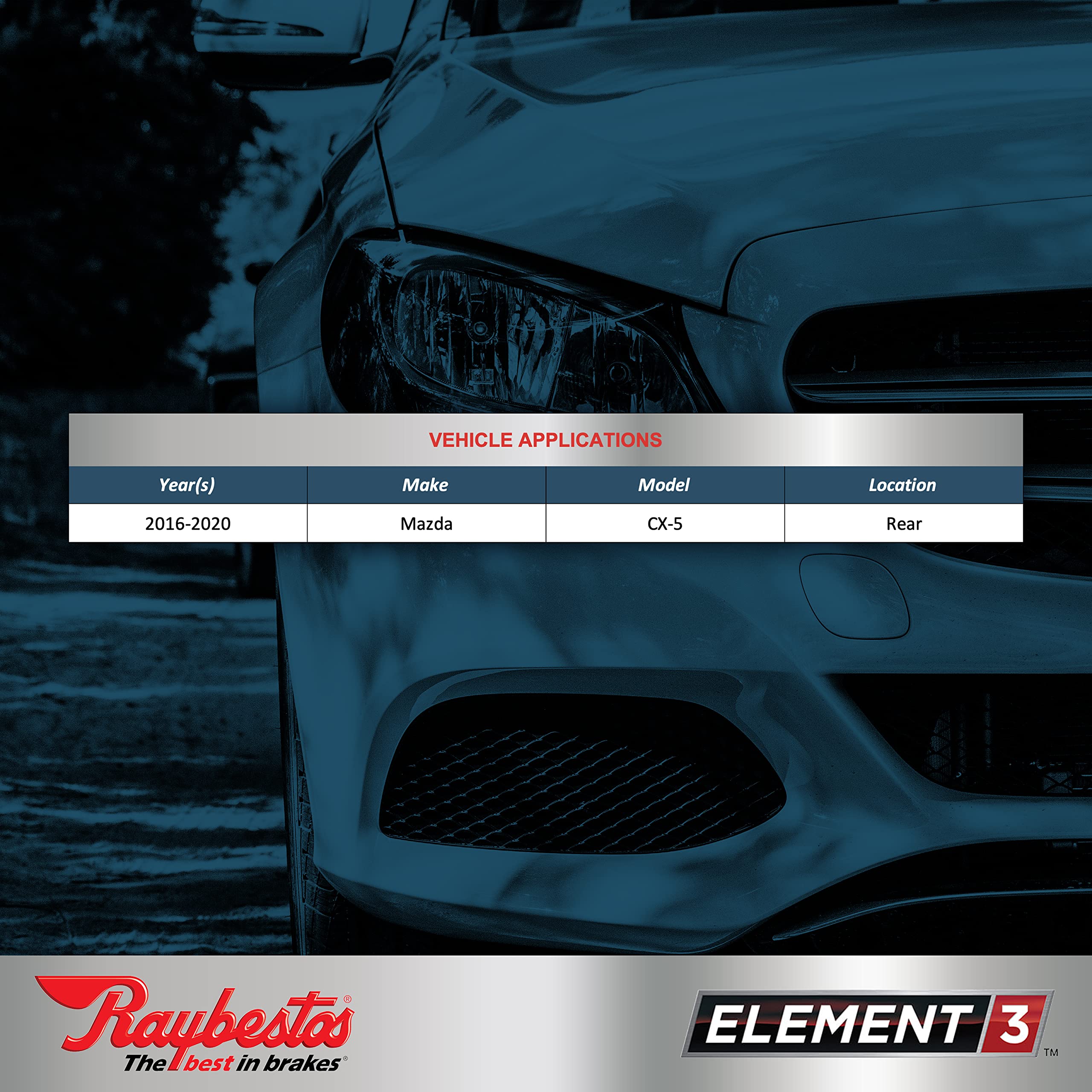 Raybestos Element3 Ehttm Automotive Replacement Rear Brake Pad For Selected 2016-2023 Mazda Cx-5 Model Years (Eht1846H)