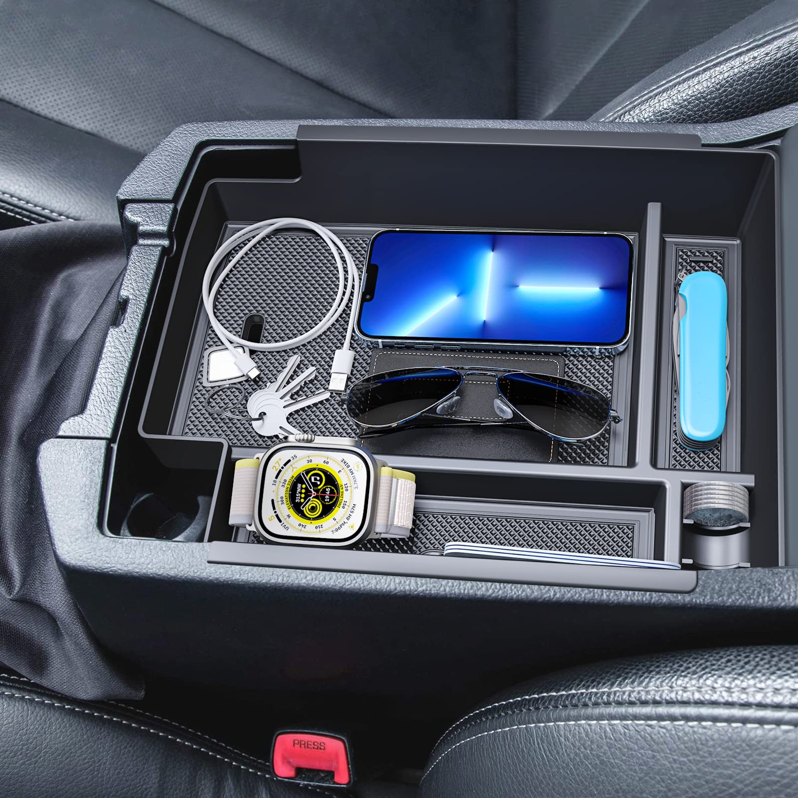 Diamooky Upgraded Center Console Organizer For Toyota 4Runner 2024 2023 2022 2021 2020 2019 2018 2017 2016-2010 Full Size Tray Interior Accessories, Insert Armrest Box Secondary Storage Abs Material