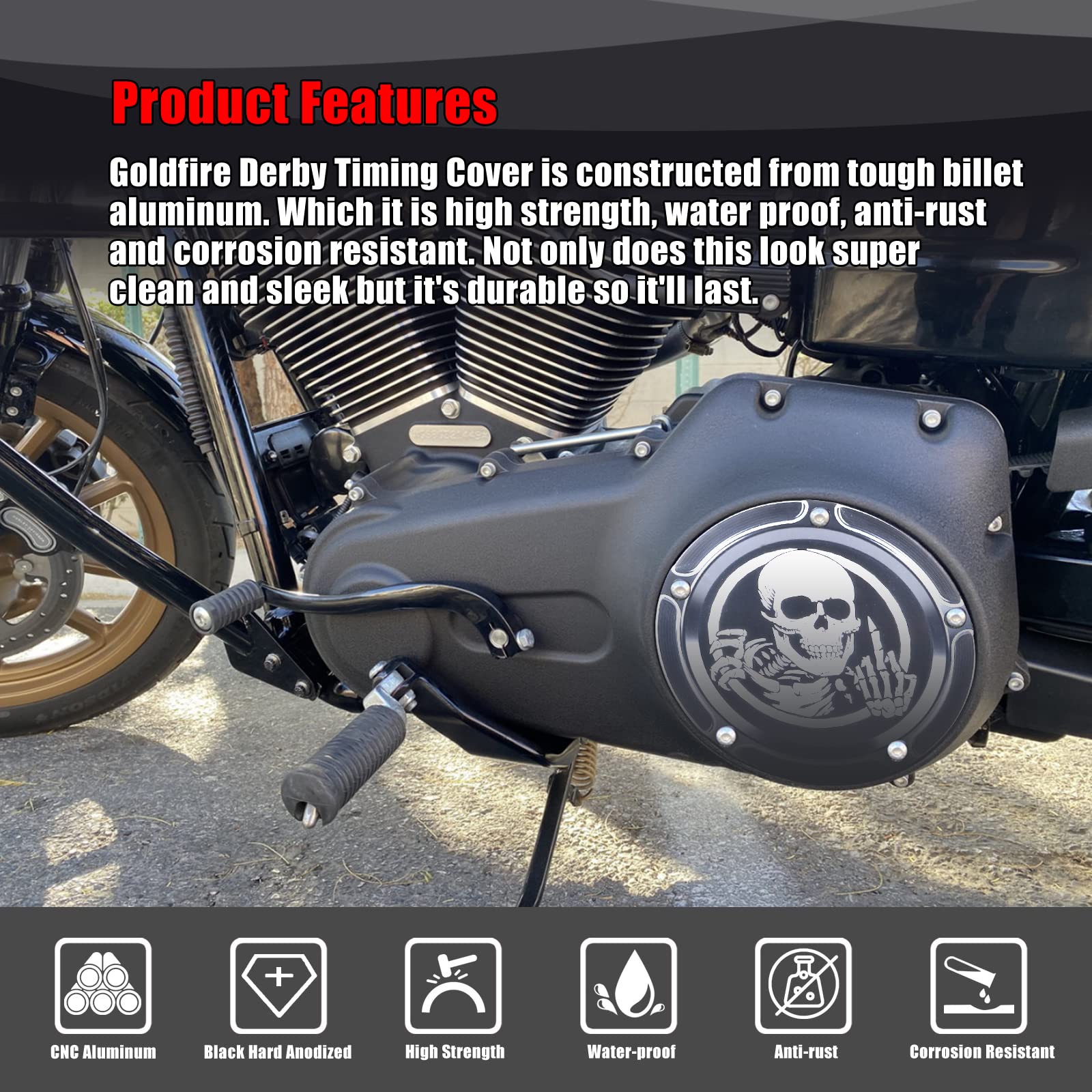 Goldfire 5 Hole Derby Timer Cover And Points Covers Fits For Harley 1999-2014 Big Twin Cam Touring Road King Electra Glide Flhr