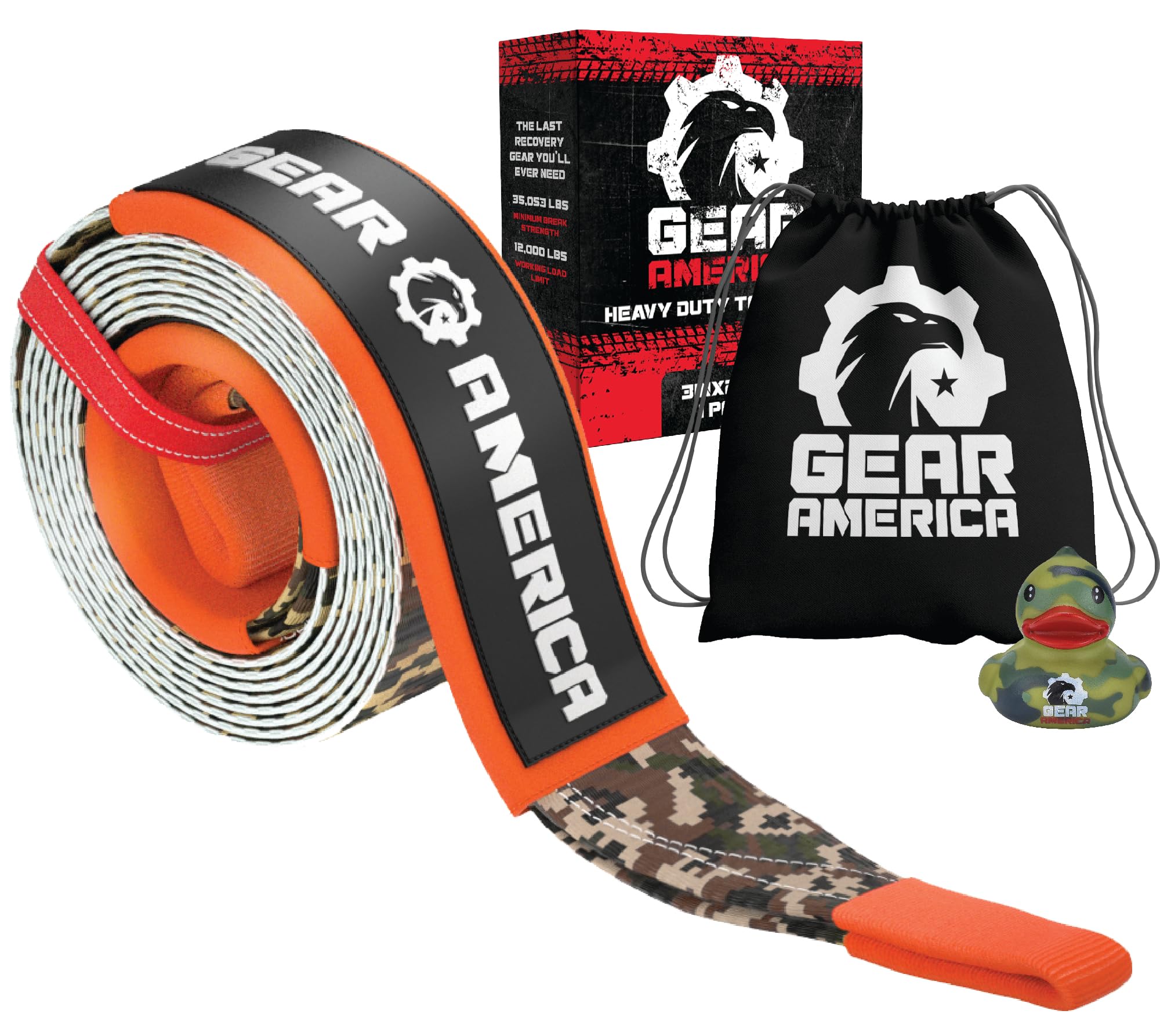 Gearamerica 3''X8' Heavy Duty Tree Saver Towing Sling - Winch Harness With 35,053 Lbs Break Strength - Recovery Rope For Offroad