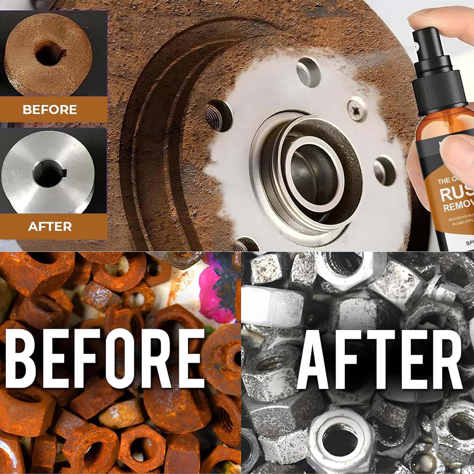 2Pcs Rust Remover Spray,2025 Upgrade Rust Remover for Metal,Destroys Rust & Dirt in One Application, for Multiple Surfaces Metal