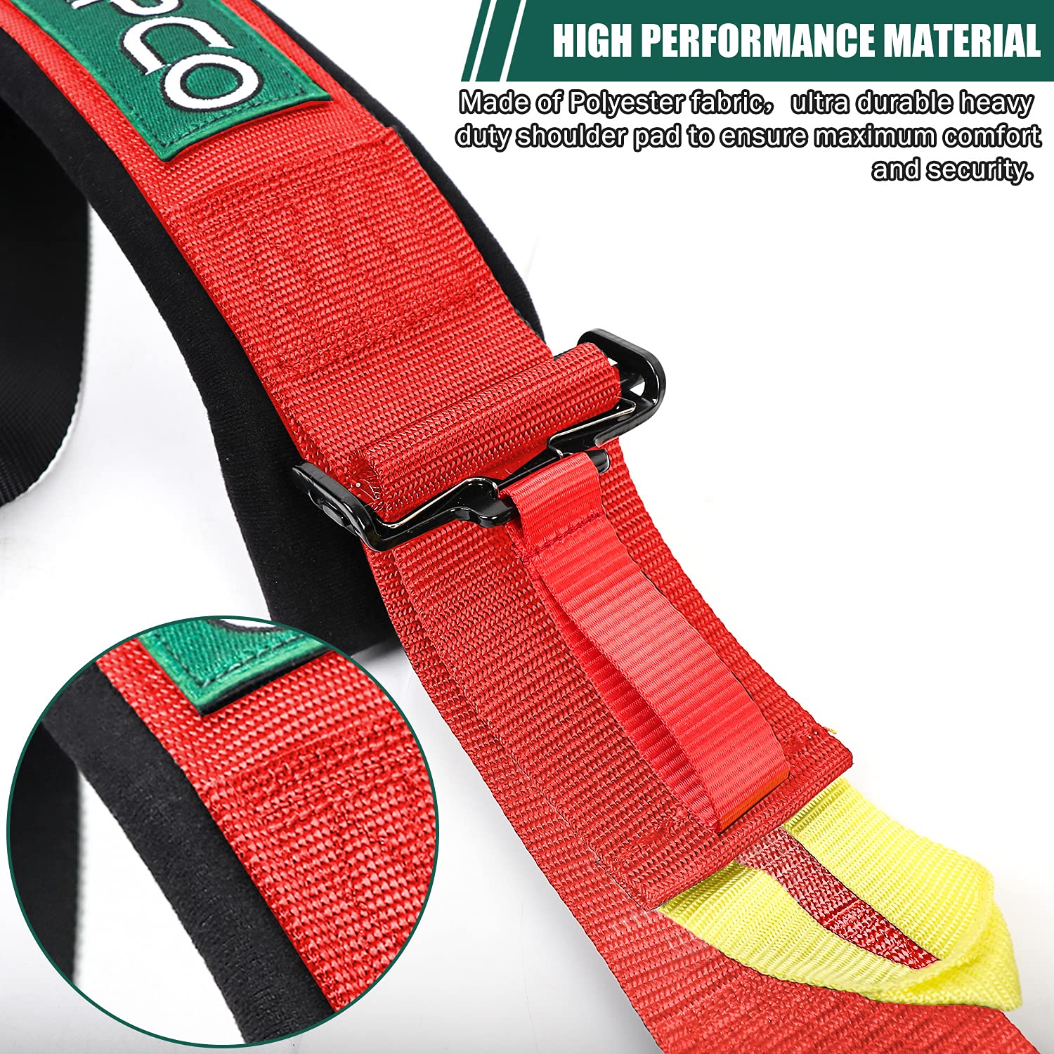 Bestzheyu Compatible For 5-Point Racing Safety Harness Set With Ultra Comfort Heavy Duty Shoulder Pads Universal Polyester Safet