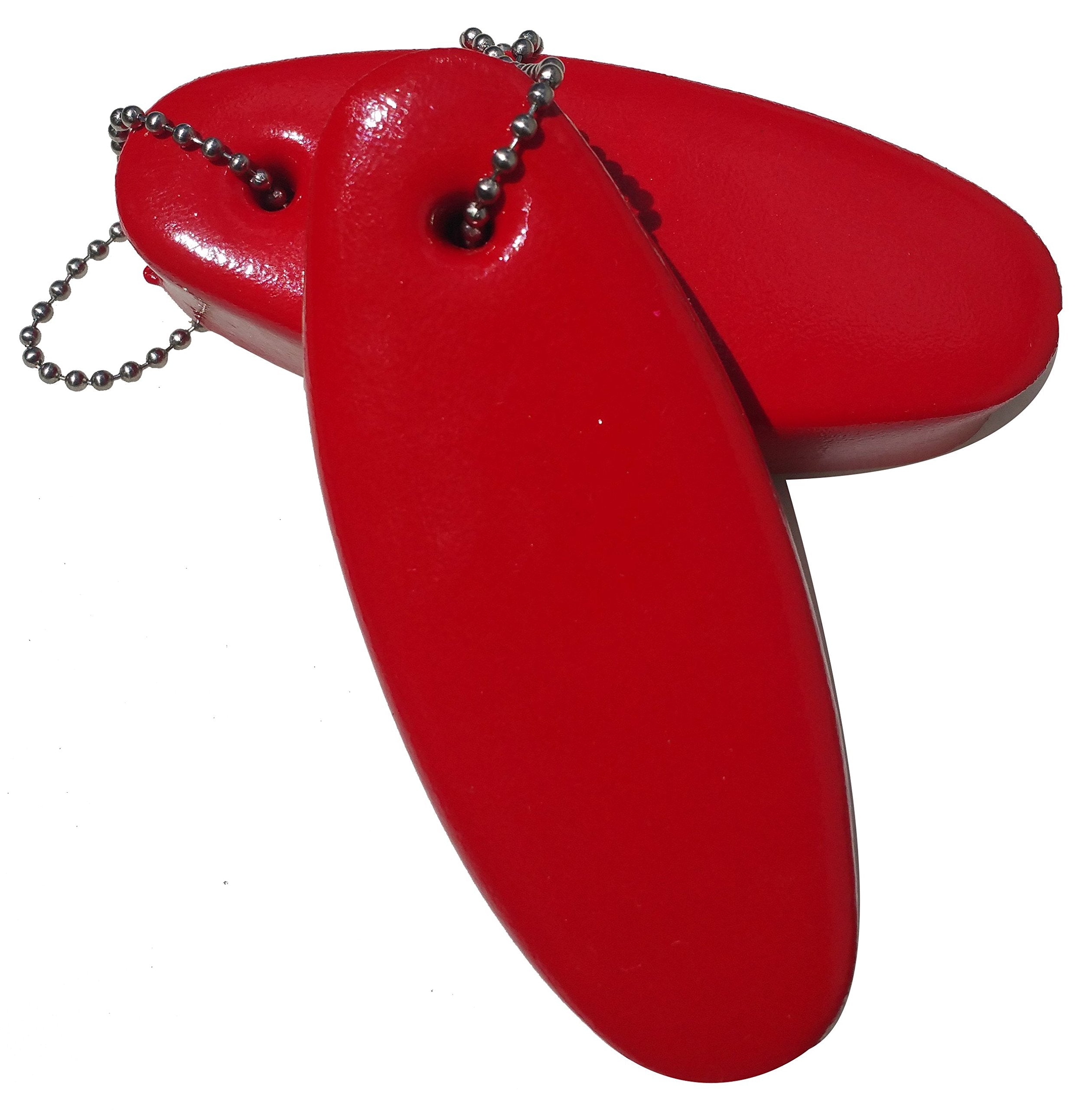 2 Pack Jumbo Vinyl Coated RED Floating Keychain Key Floats -Made in The USA- (Red)