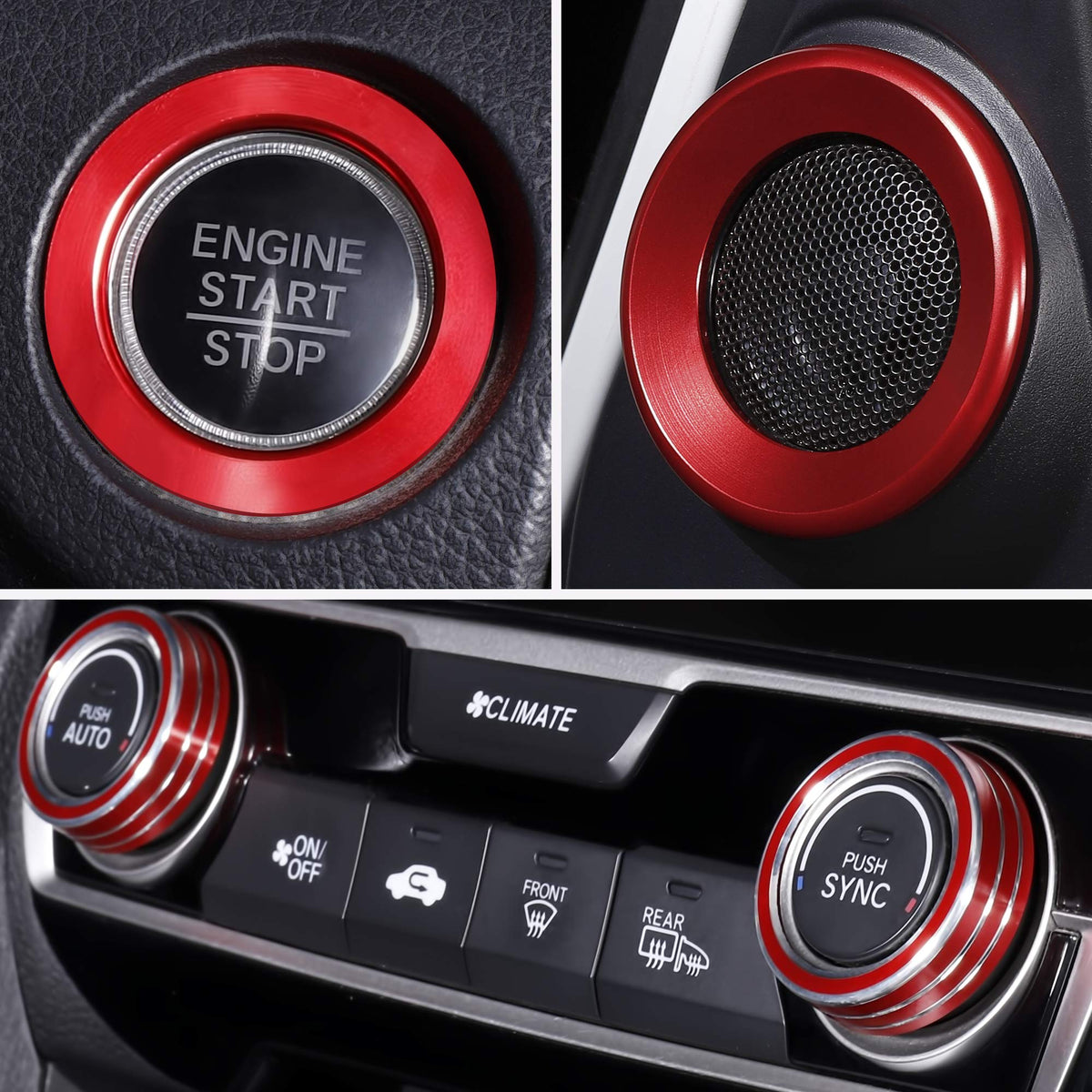 5 Pcs For Honda Civic 2016 2017 2018 2019 2020 2021 Climate Control A-Pillar Door Speaker Engine Start Stop Push To Start Button