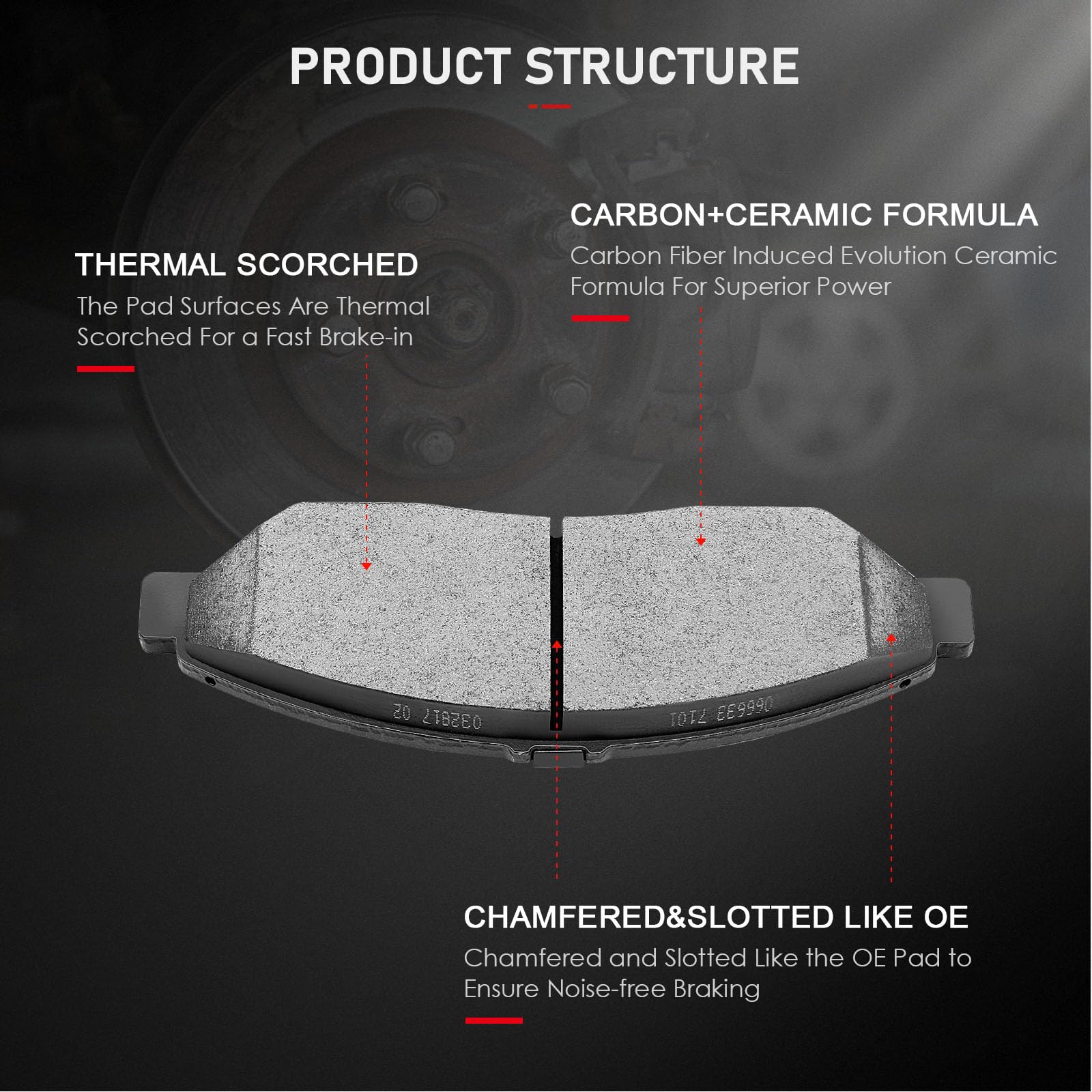 Cciyu D1280 Front Ceramic Disc Brake Pads Kit For Acura Mdx 2007-2019,For Acura Zdx 2010-2013,For Honda Pilot 2009-2019,For Hond