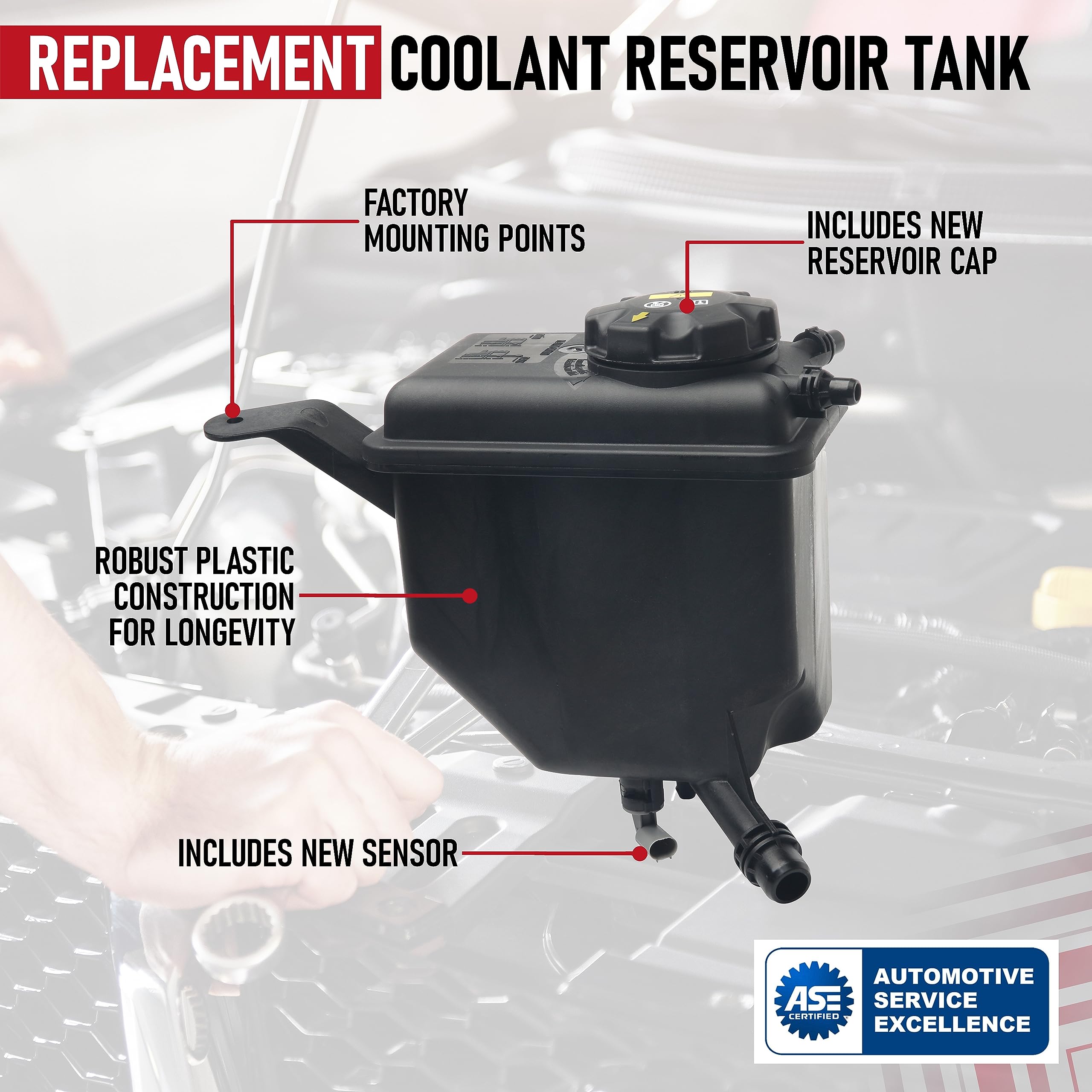 Replacement Engine Coolant Reservoir Tank With Cap And Sensor - Compatible With Bmw - 525I, 525Xi, 528I, 528Xi, 530I, 530Xi, 535