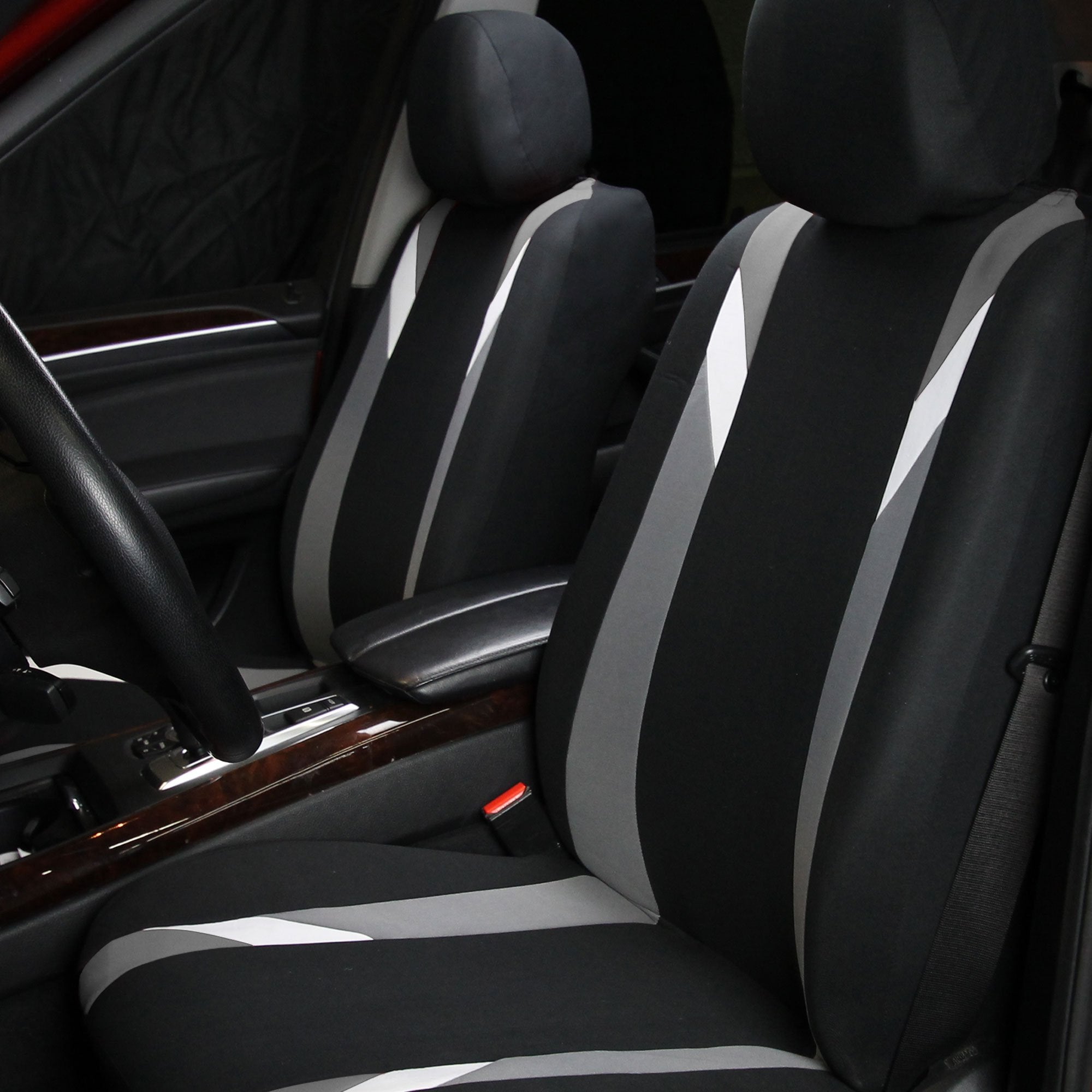 Fh Group Front Set Cloth Car Seat Covers For Low Back Seats With Removable Headrest, Universal Fit, Airbag Compatible Seat Cover