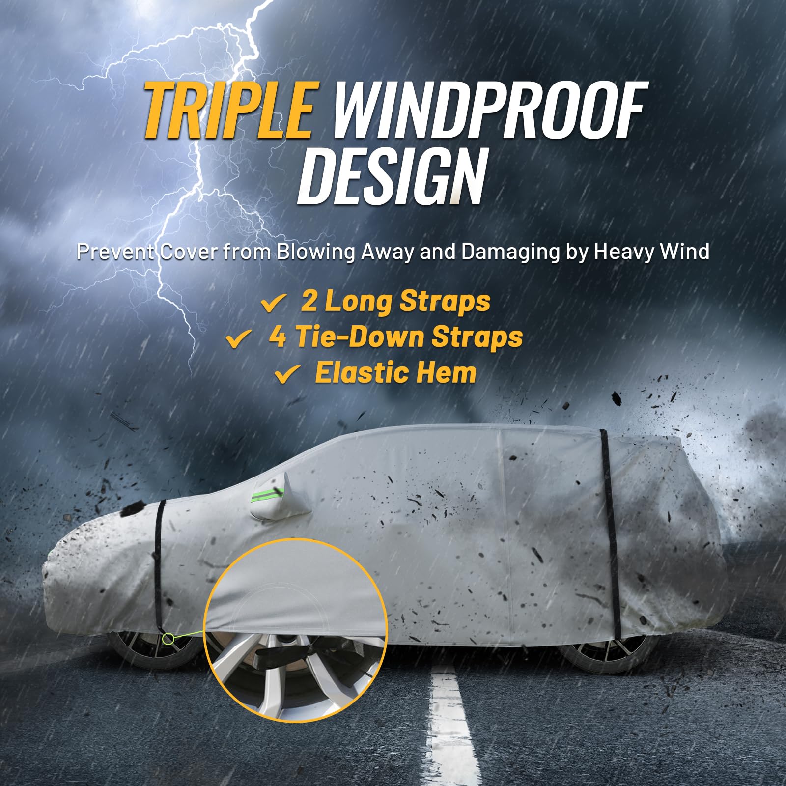 Favoto Suv Car Cover Waterproof - All Weather For Automobiles 6 Layers Heavy Duty Outdoor Full Car Cover Sun Protection With Sid