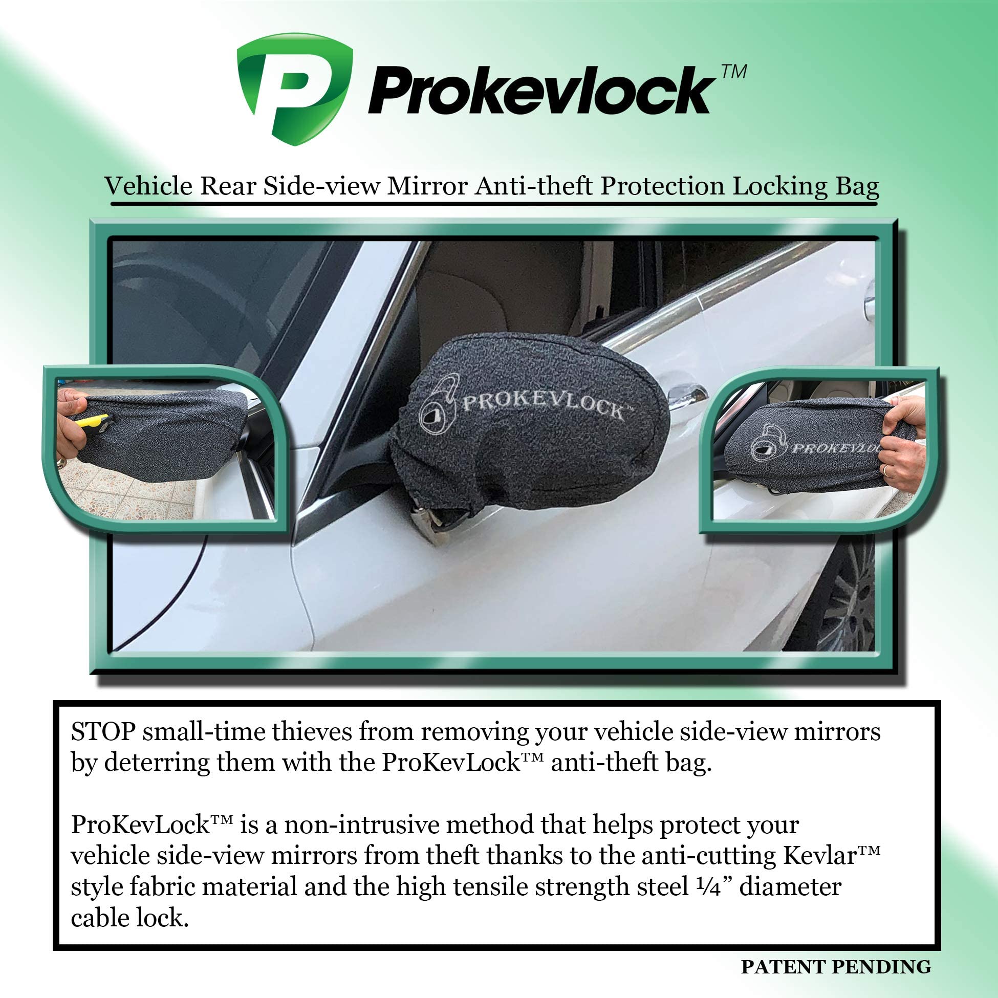 New & Improved Prokevlock Vehicle Side Mirror Covers With Lock - Anti-Theft Mirror Cover With Uhmwpe & Hppe Level V - Fits All C
