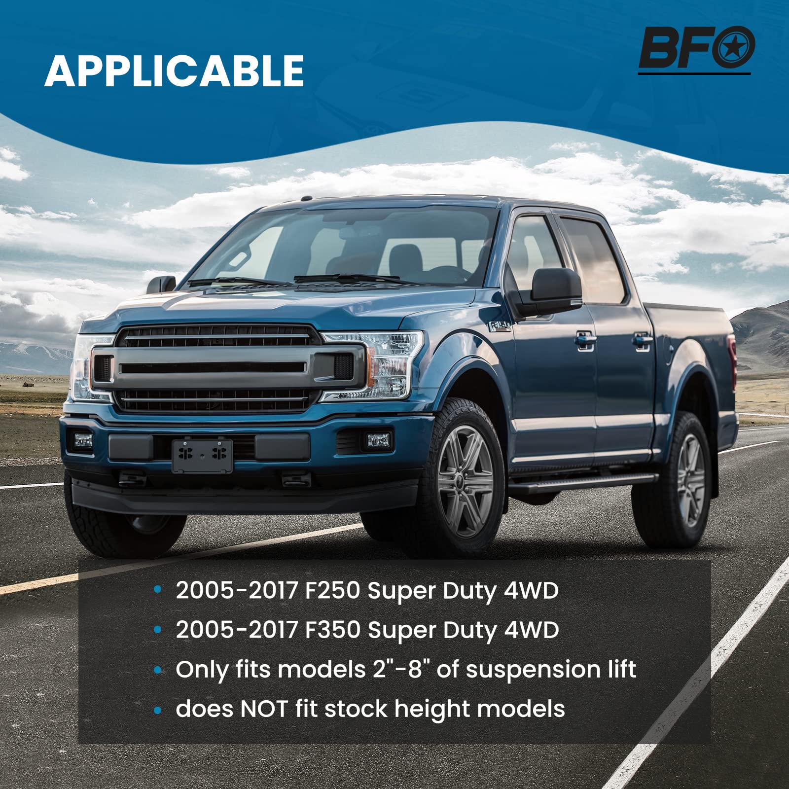 Bfo Dual Steering Stabilizer For 2-8' Lift F250 F350 Super Duty 4X4 2005-2022,Steering Damper Kit