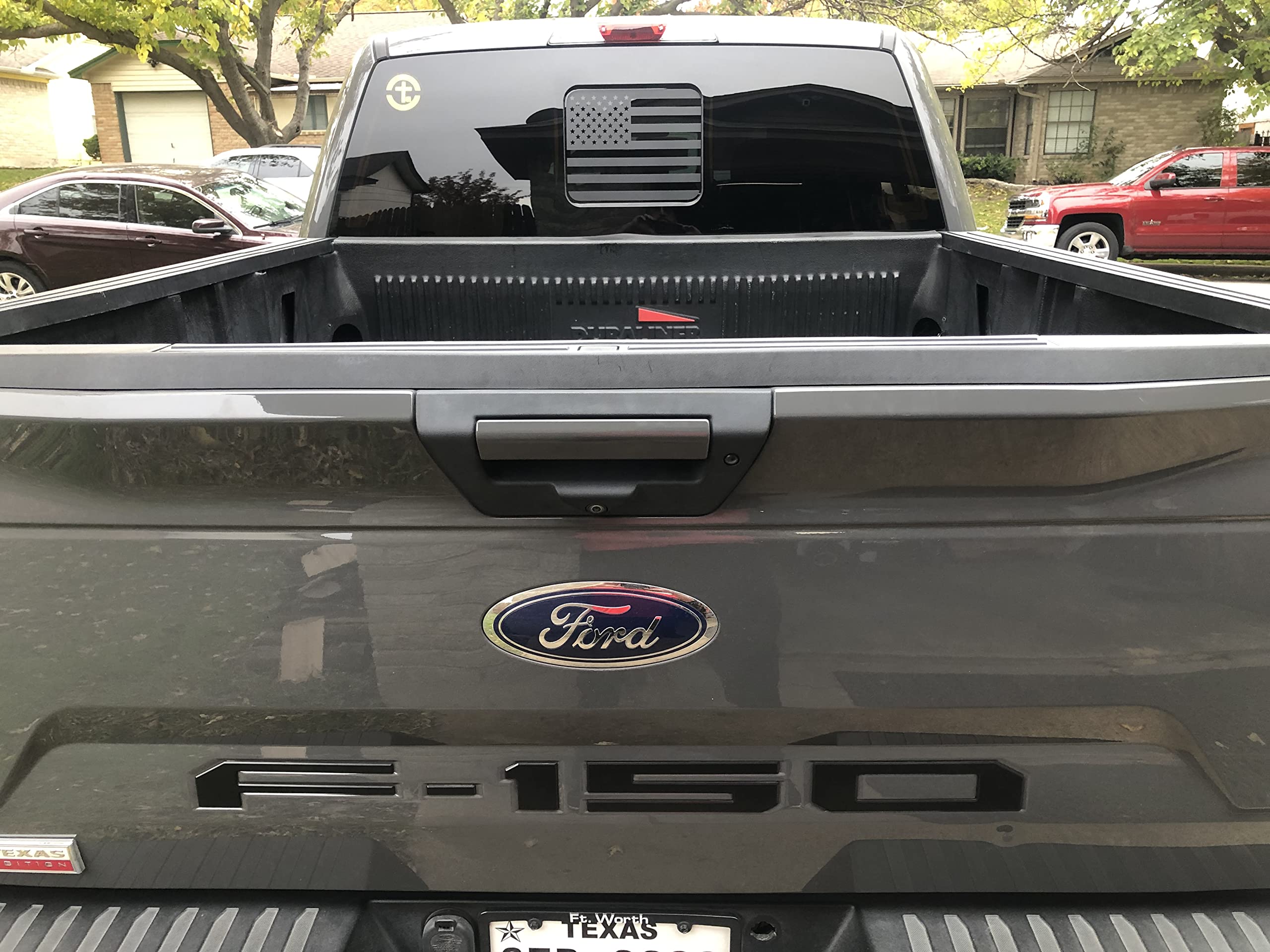 Xinghe For 2015-2023 Ford F150 F250 F350, Rear Middle Window American Flag Decals, Matte Black Usa Flag Decal For Truck Back Win