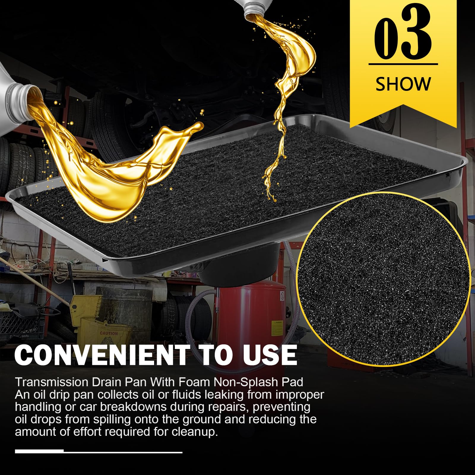 17892 Transmission Drain Pan for Lisle Oil Drains - 2 Pcs 22'' Oil Drain Splash Pad,Large Fluid Catch Pan Square Oil Drain Pan F