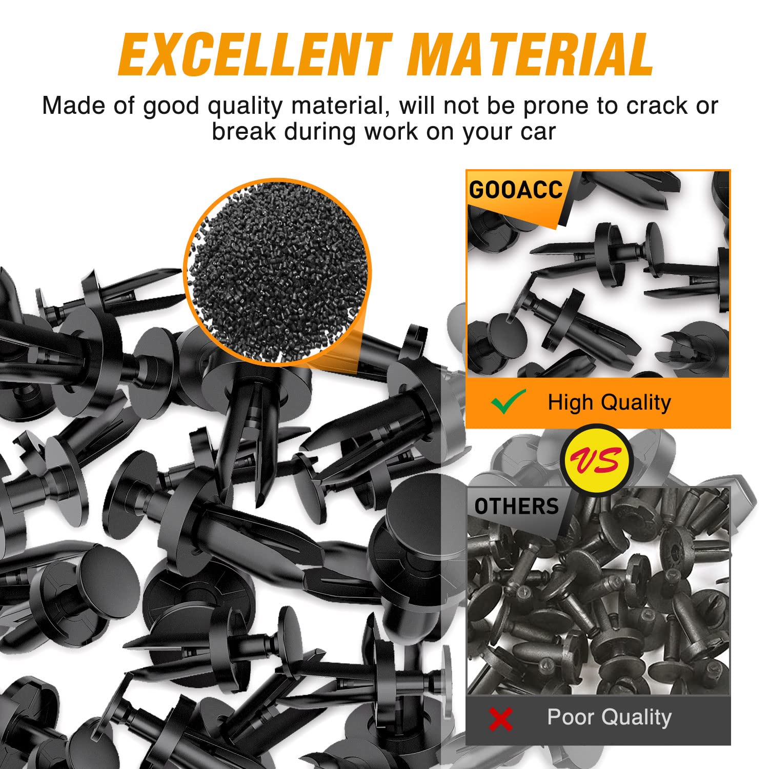 Gooacc 100Pcs Fender Liner Clip Push-Type Retainer Nylon Fastener Replacement For Dodge 1996-2015 Jeep Grand Cherokee 2005-2015,